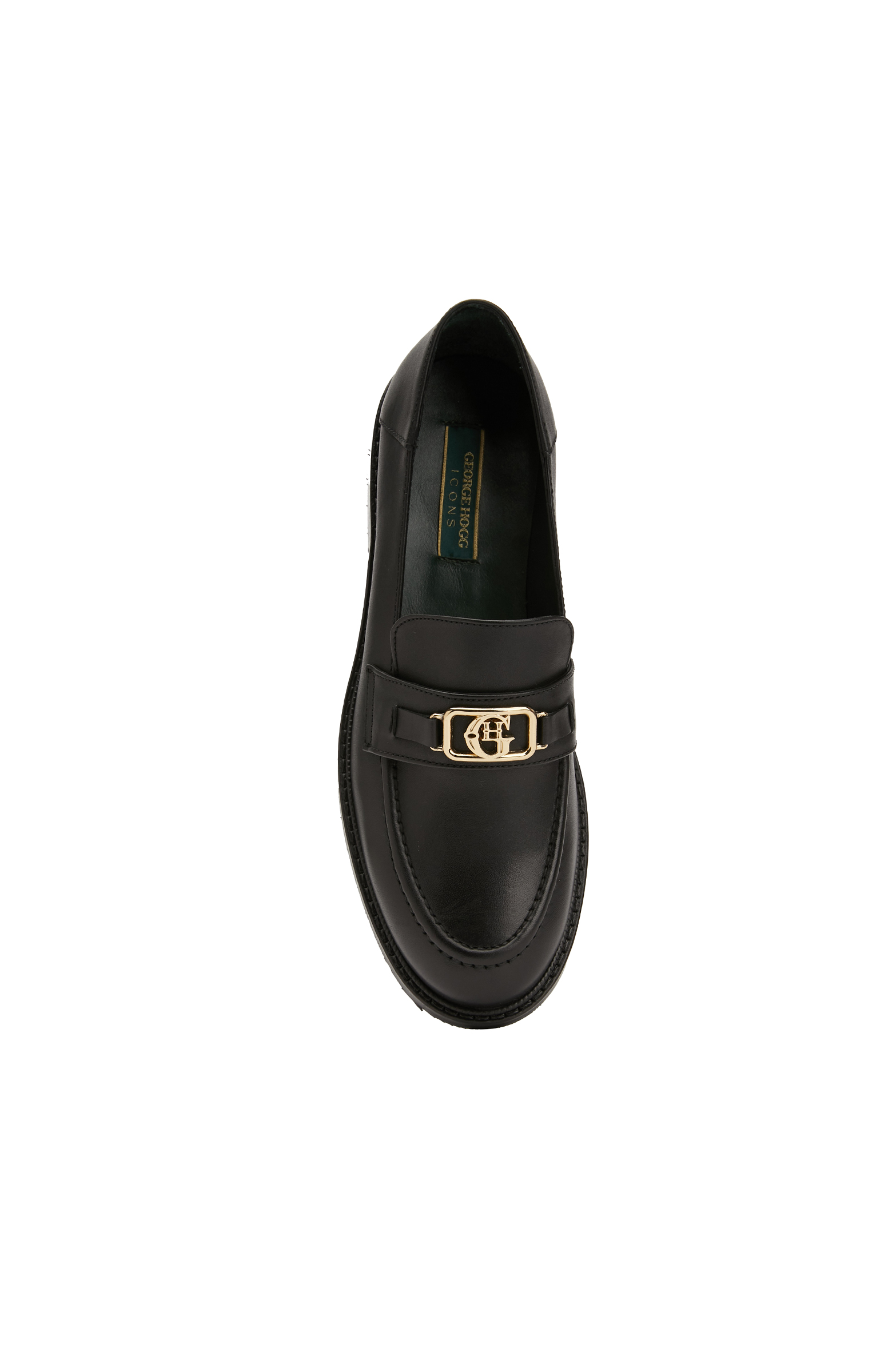 Siyah Metal Tokalı Kadın Deri Loafer