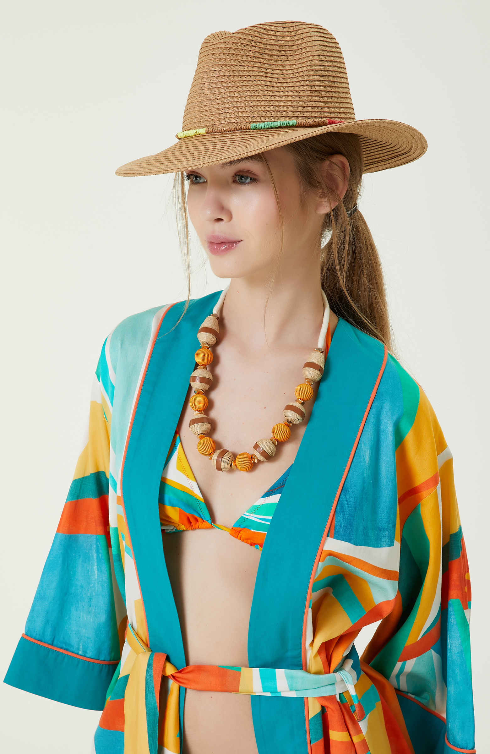 Bej Kadın Hasır Şapka