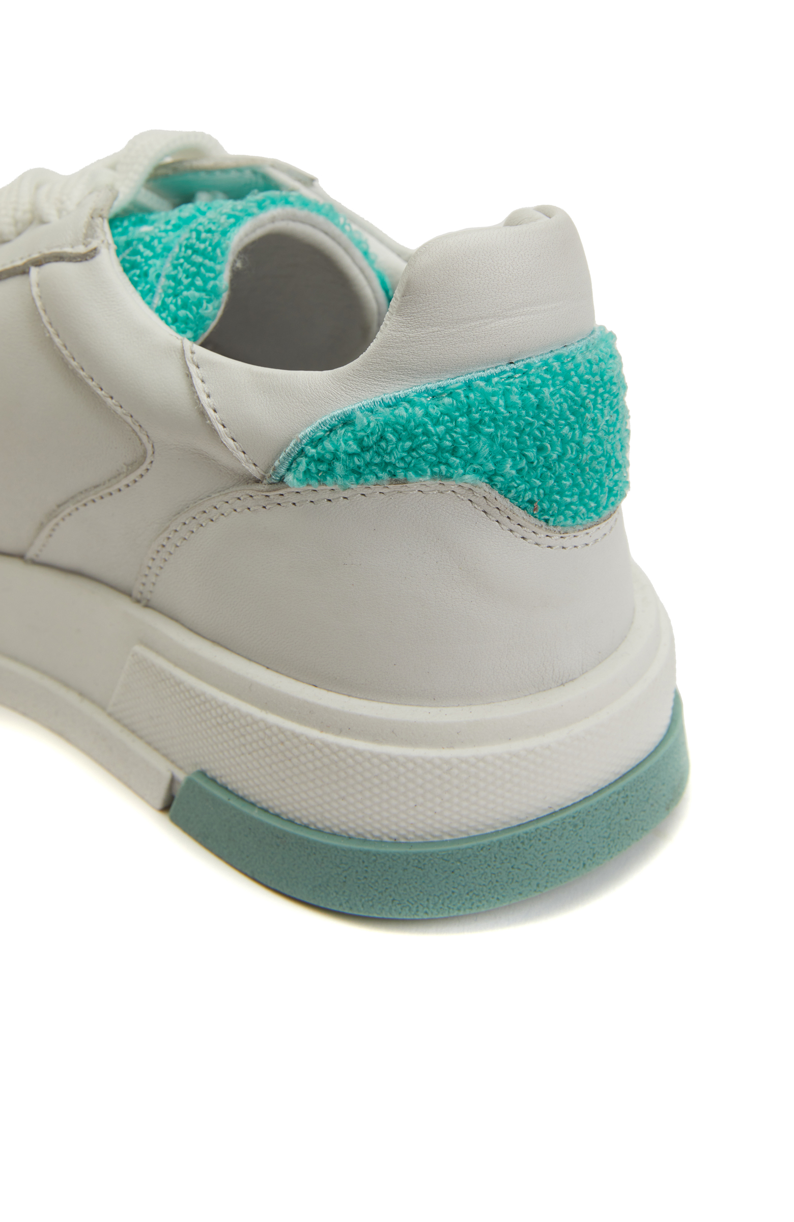 Beyaz Yeşil Kadın Deri Sneaker