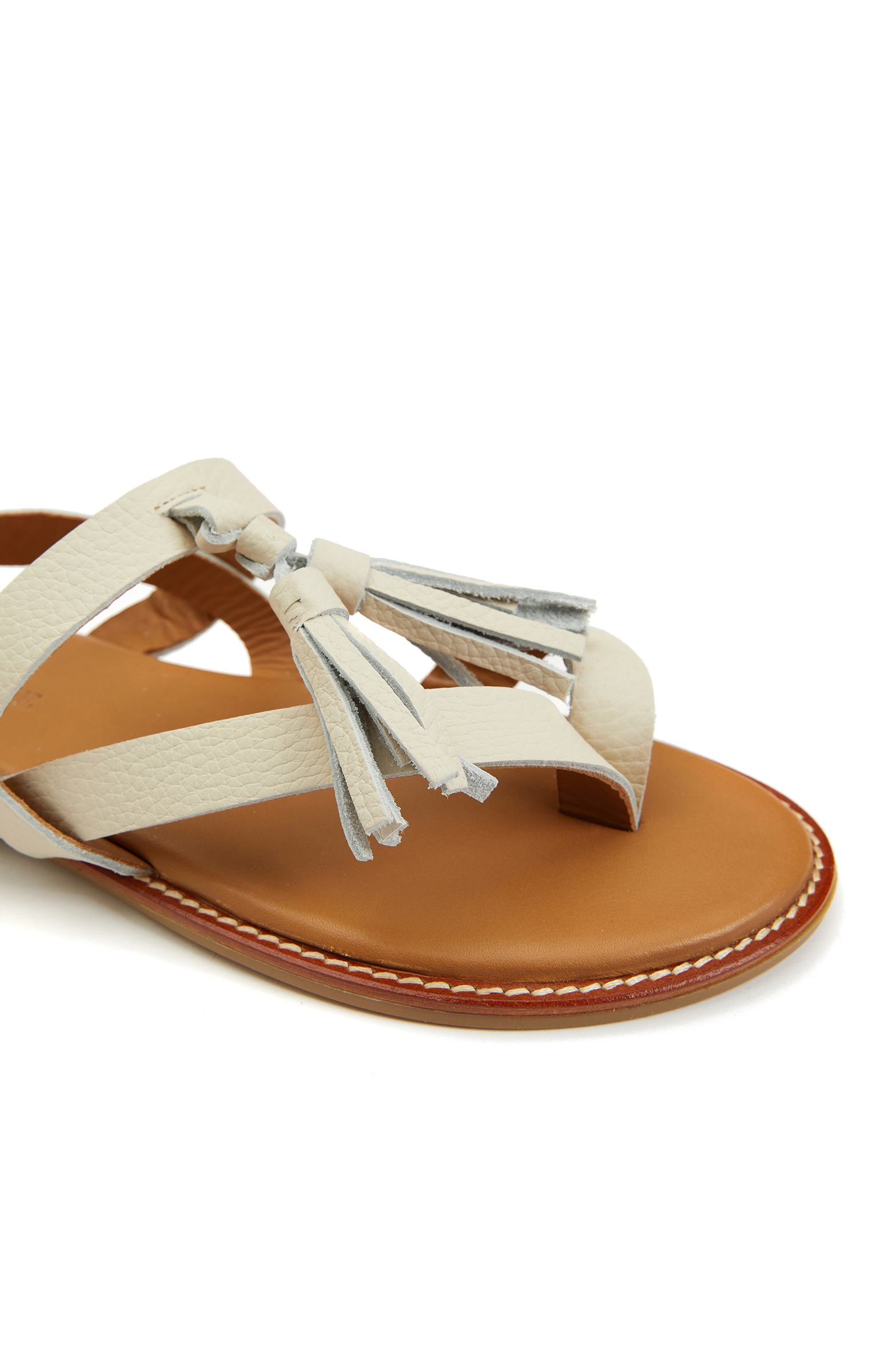 Bej Kadın Deri Sandalet