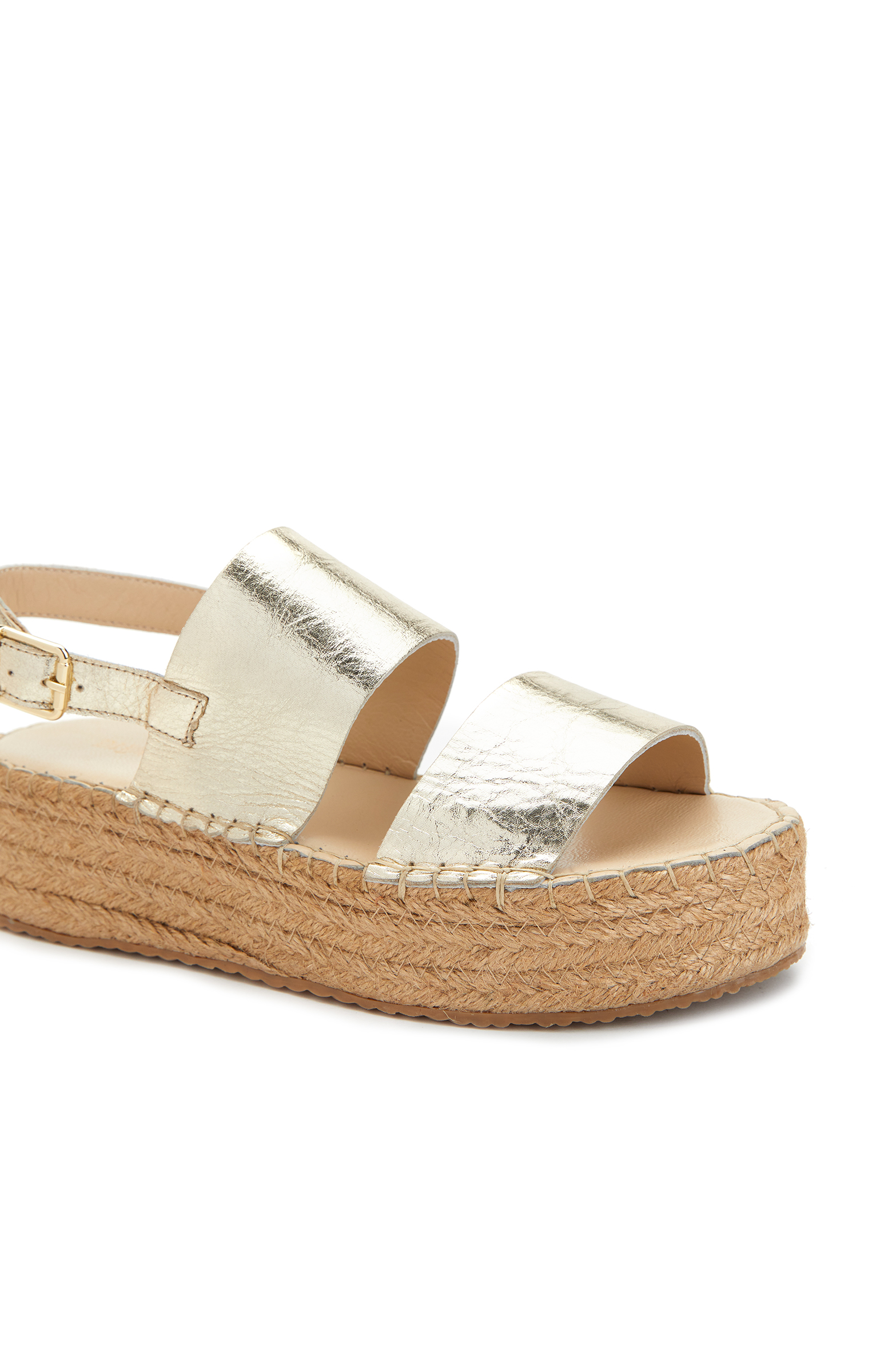 Altın Rengi Kadın Deri Espadril