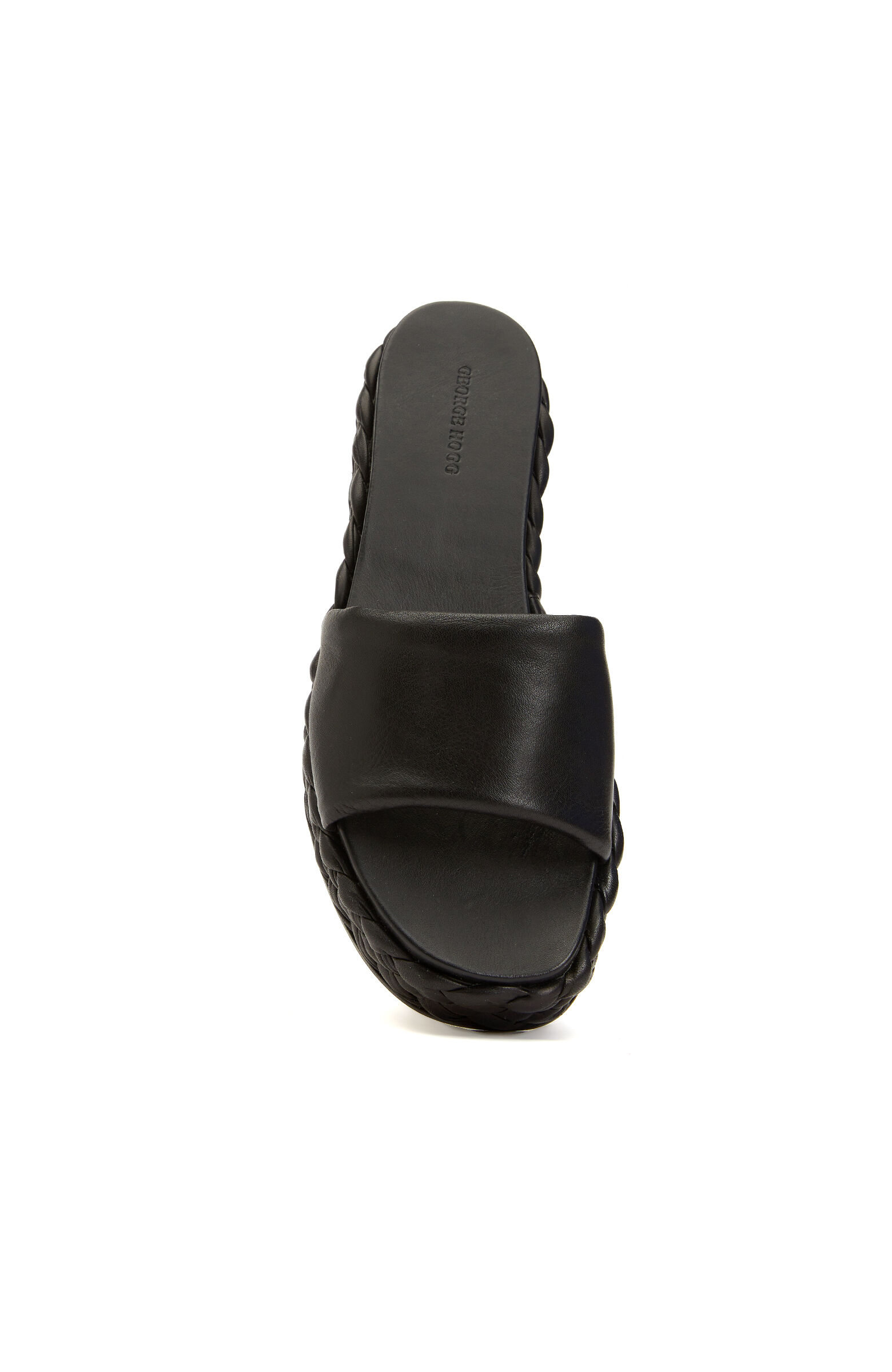 Siyah Örgü Detaylı Kadın Deri Terlik