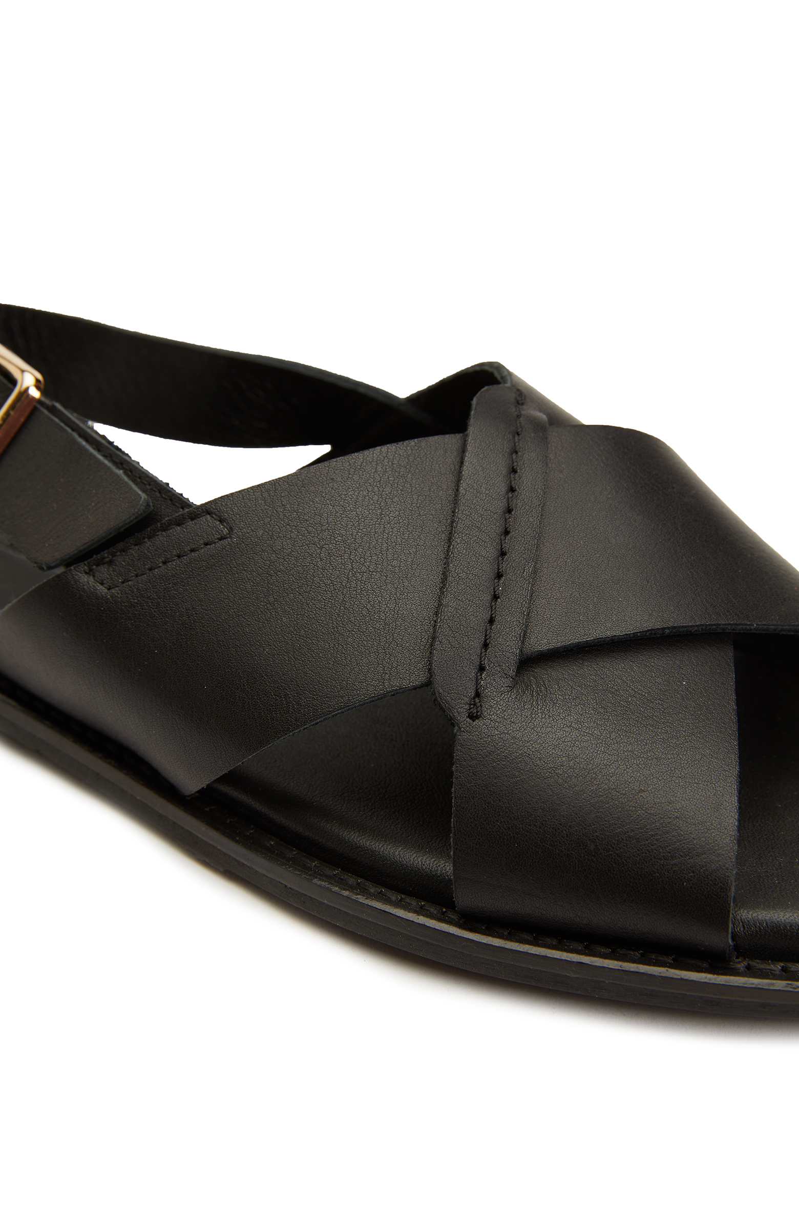 Siyah Kadın Deri Sandalet