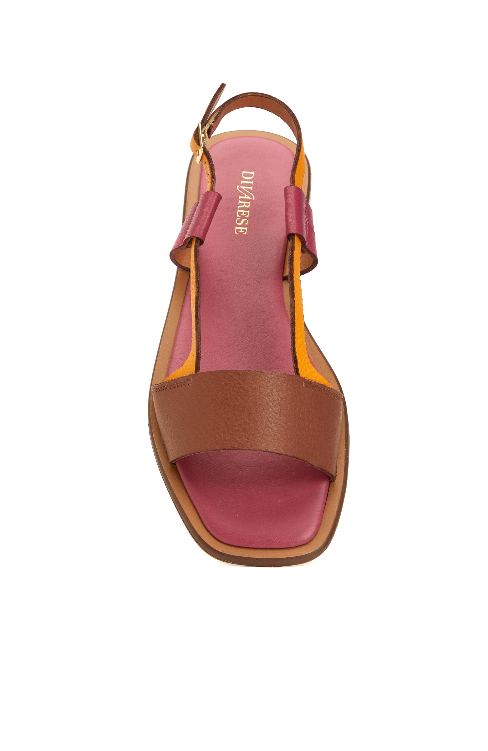 Sarı Pembe Kadın Deri Sandalet