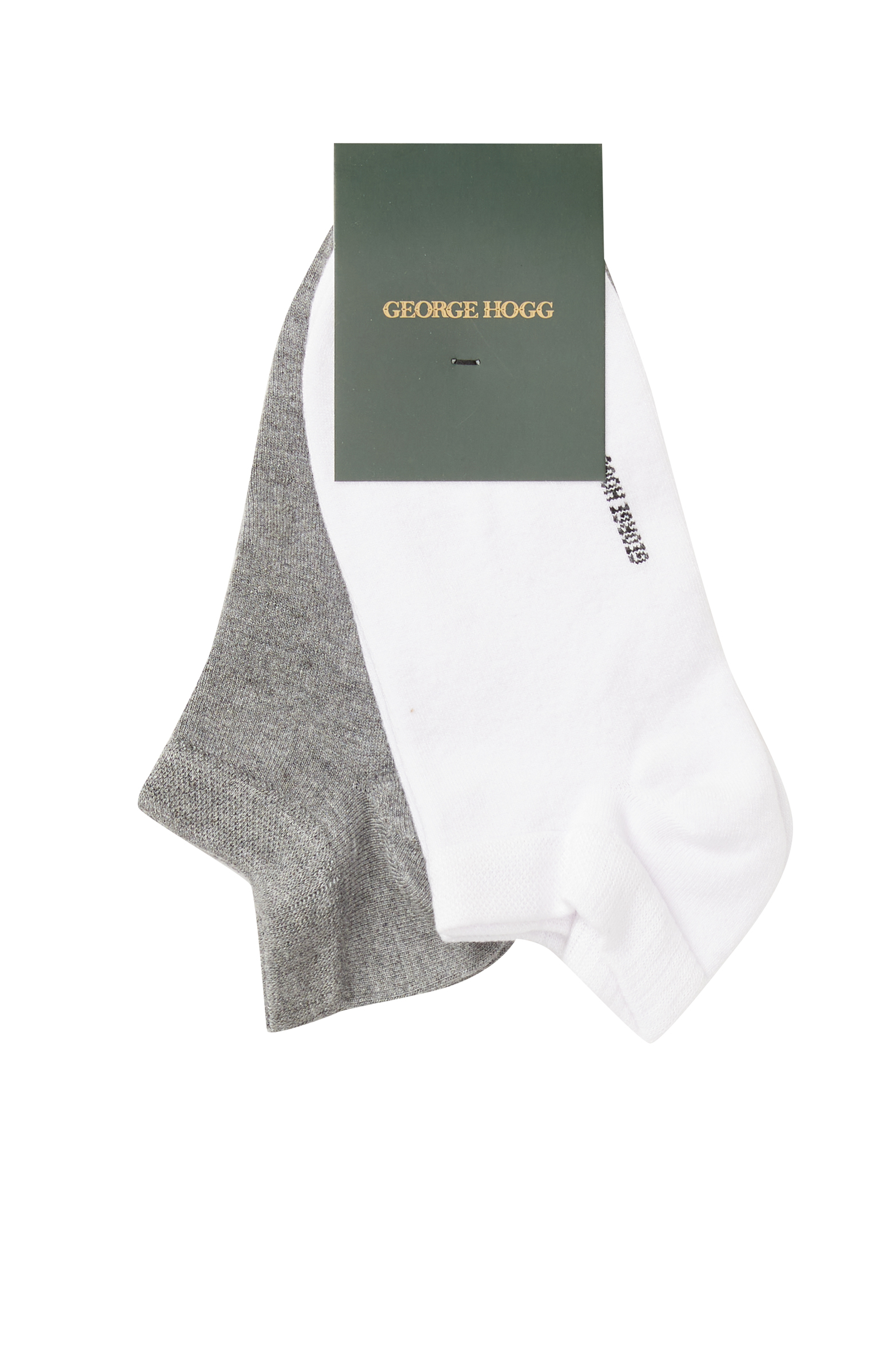 Beyaz Gri Bambu 2'li Erkek Patik Çorap Set