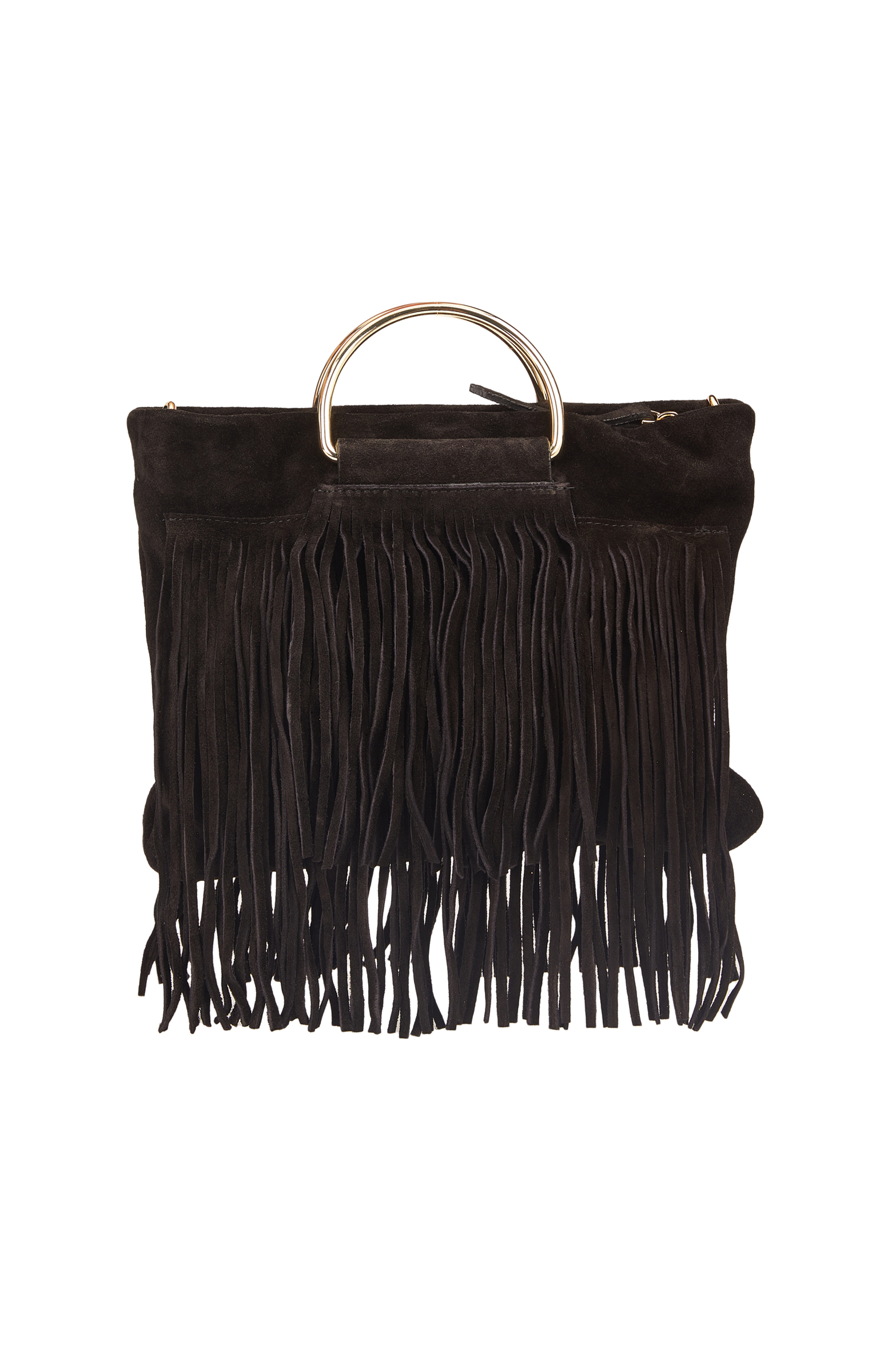 Siyah Kadın Süet El Çantası