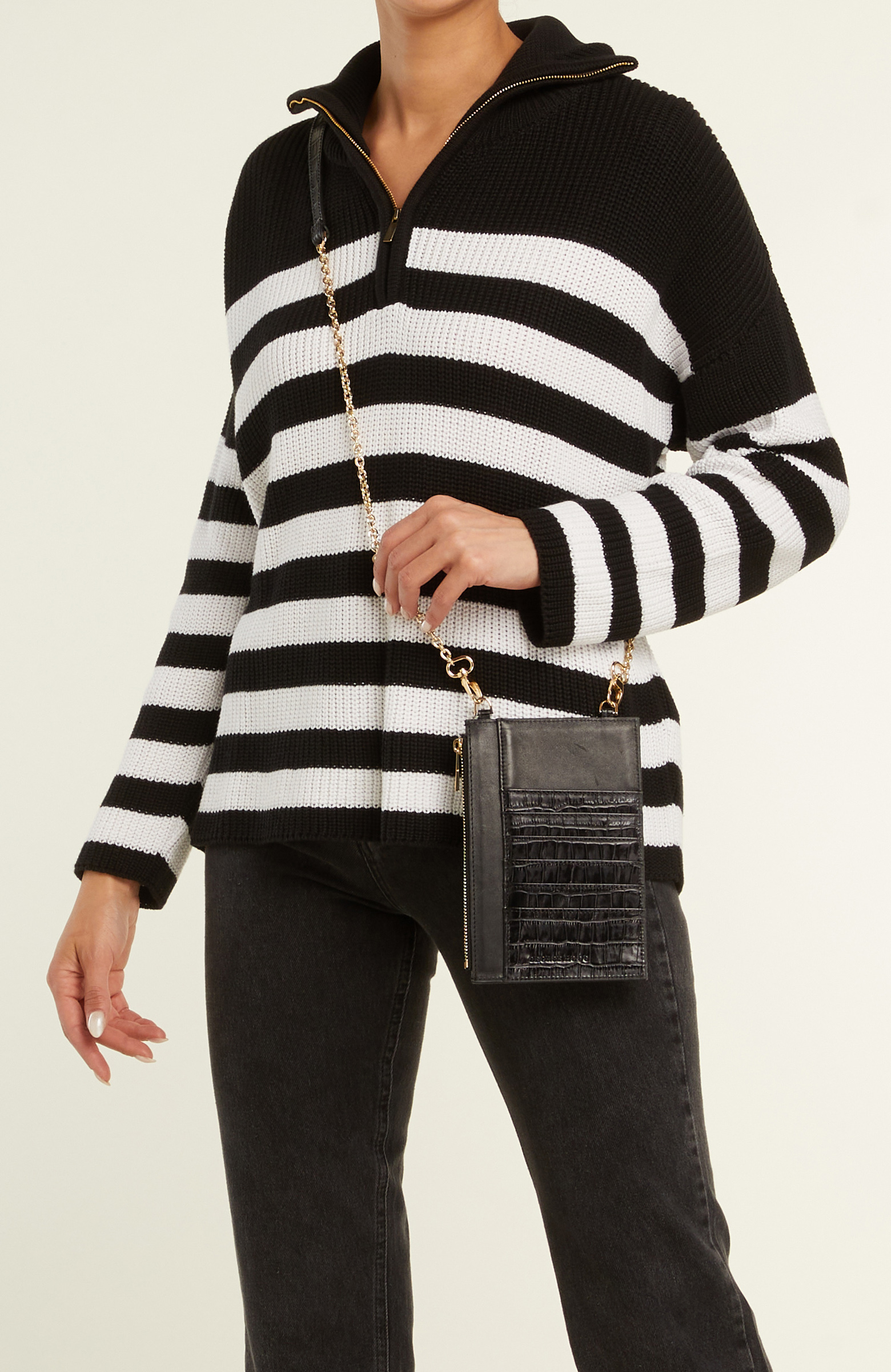 Siyah Kroko Desenli Kadın Portföy