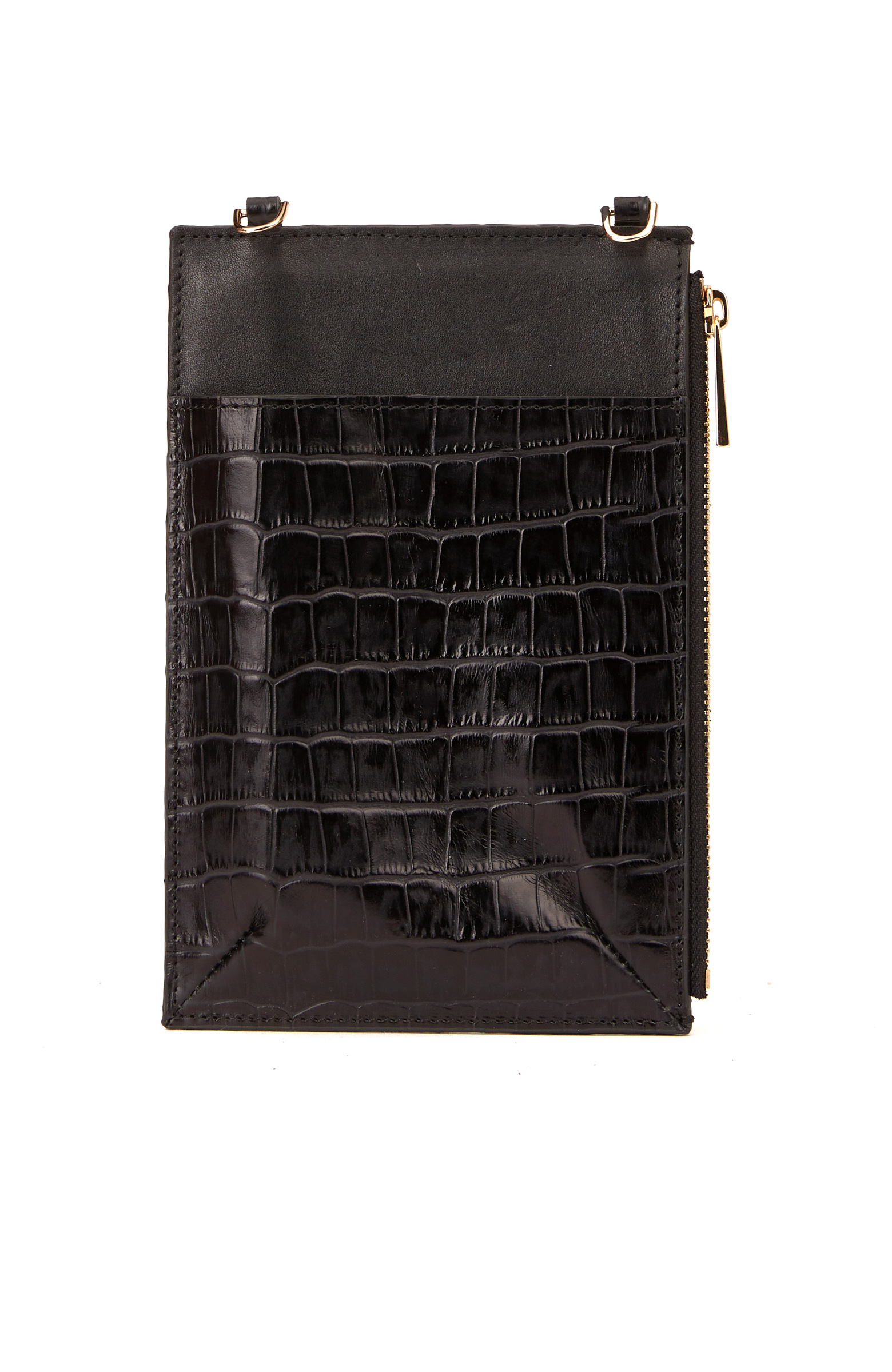 Siyah Kroko Desenli Kadın Portföy
