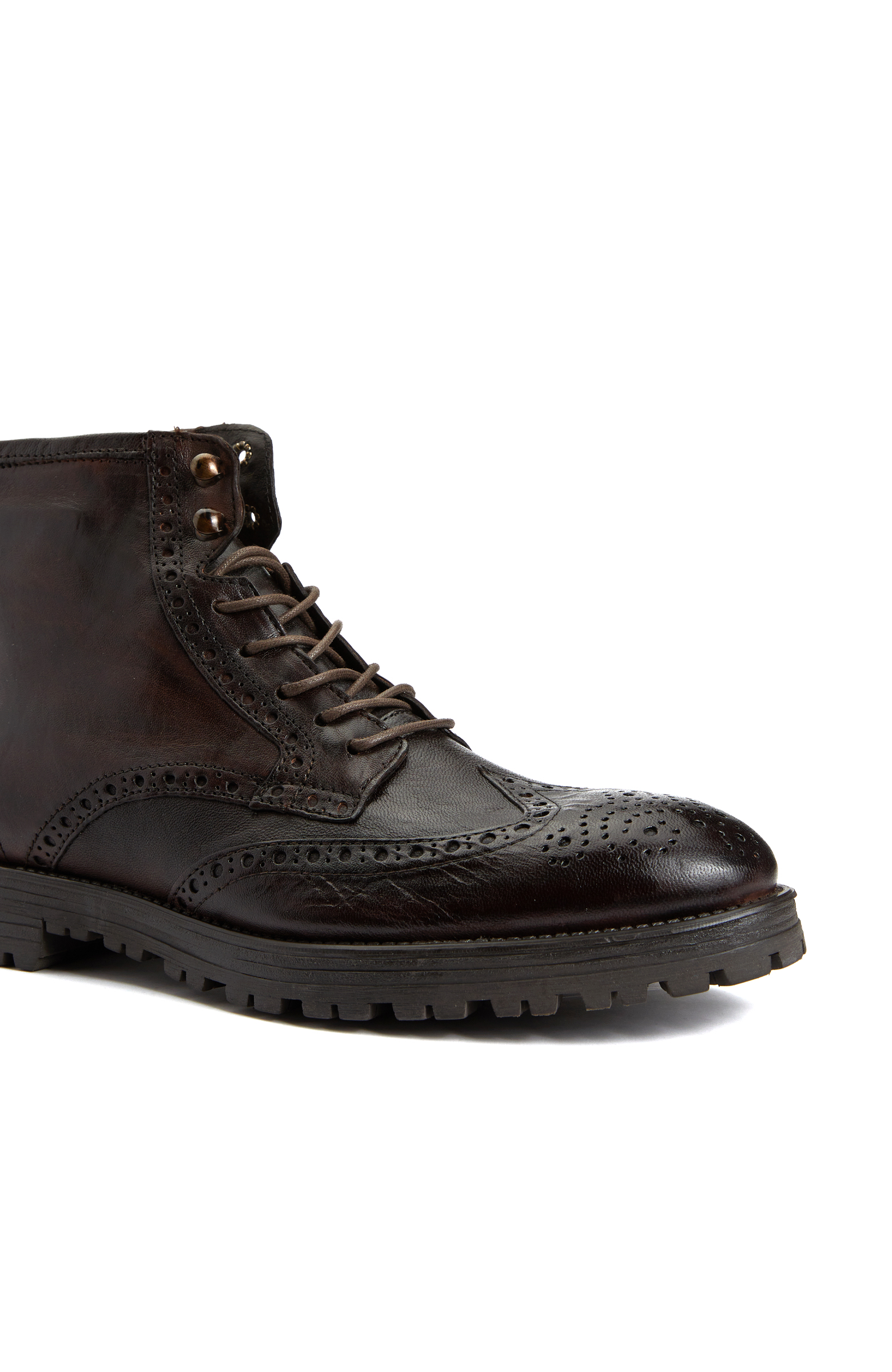 Kahverengi Erkek Bağcıklı Deri Bot