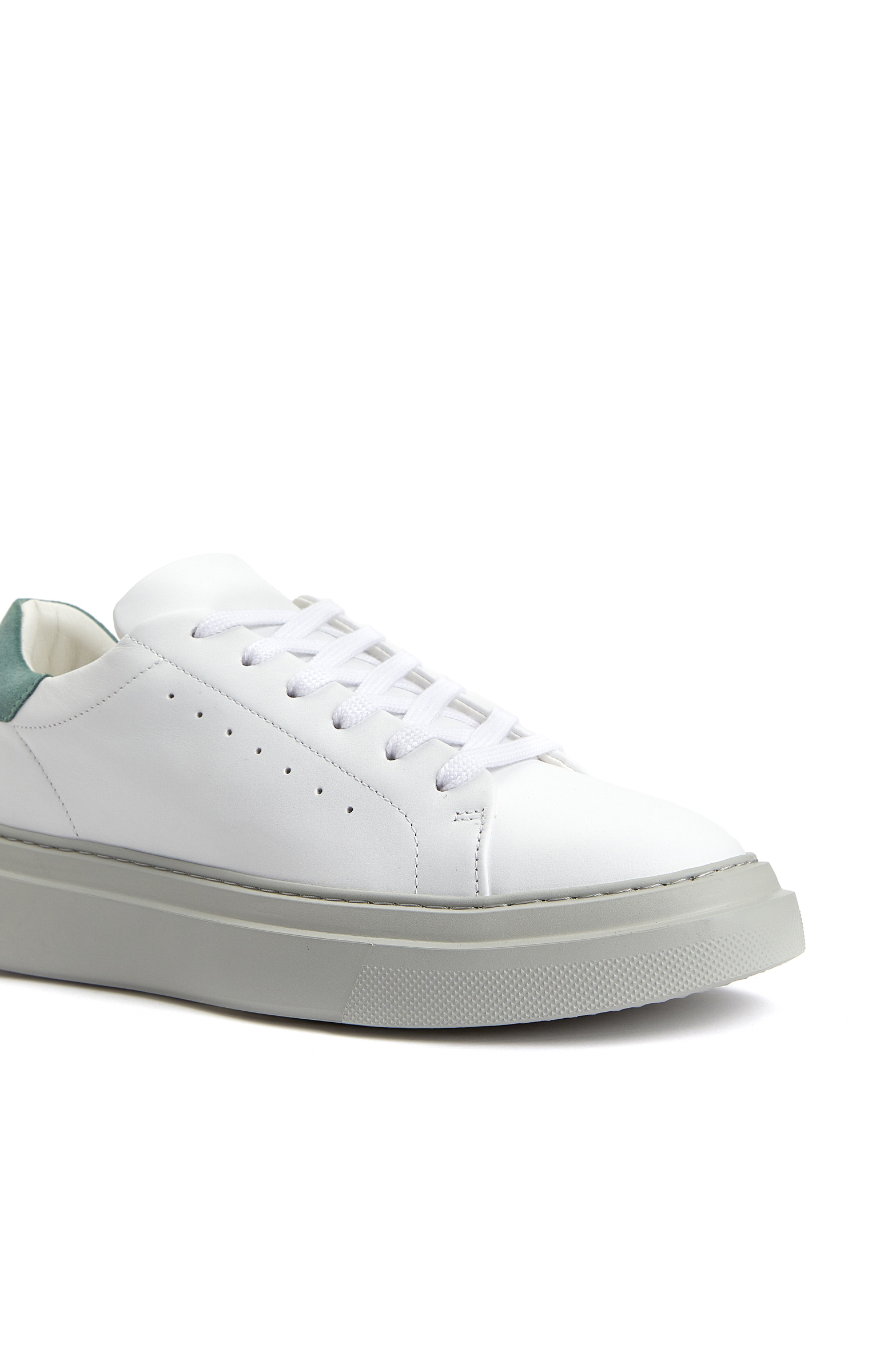 Beyaz Yeşil Kadın Deri Sneaker