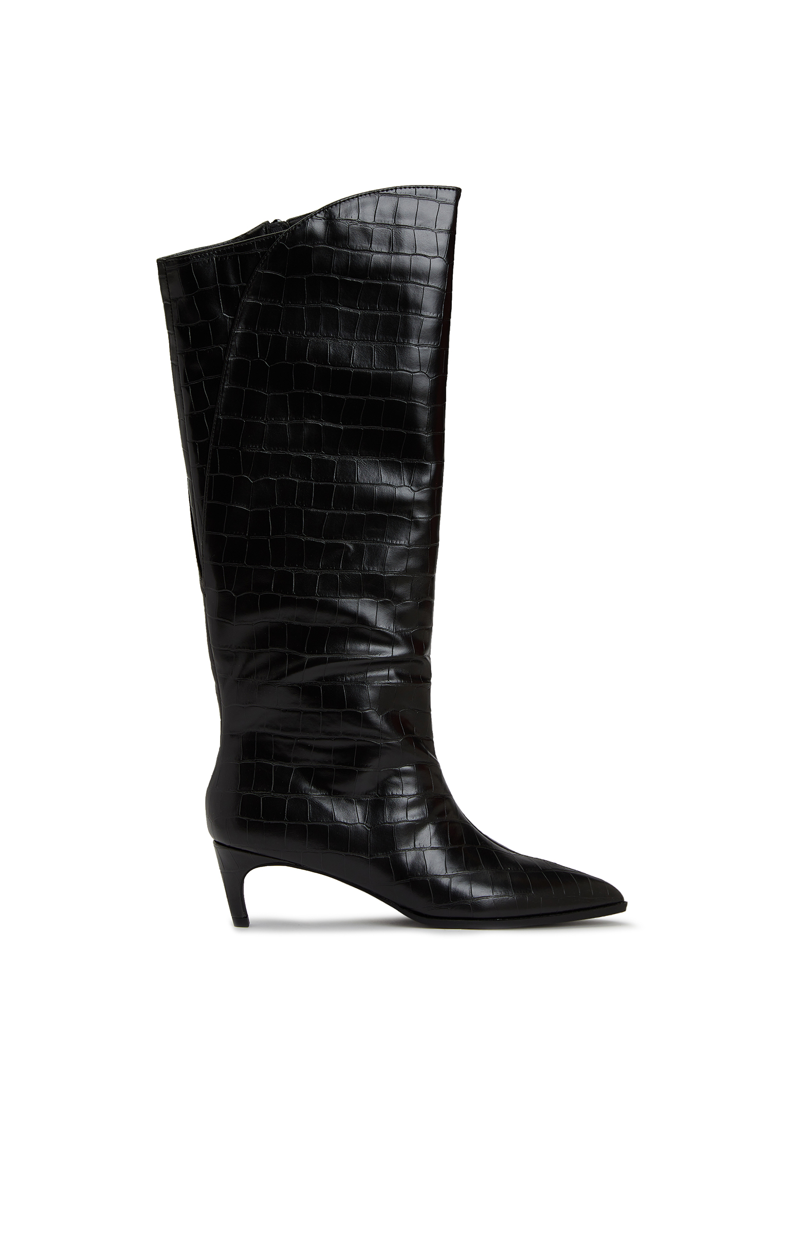 Siyah Krokodil Dokulu Kadın Çizme