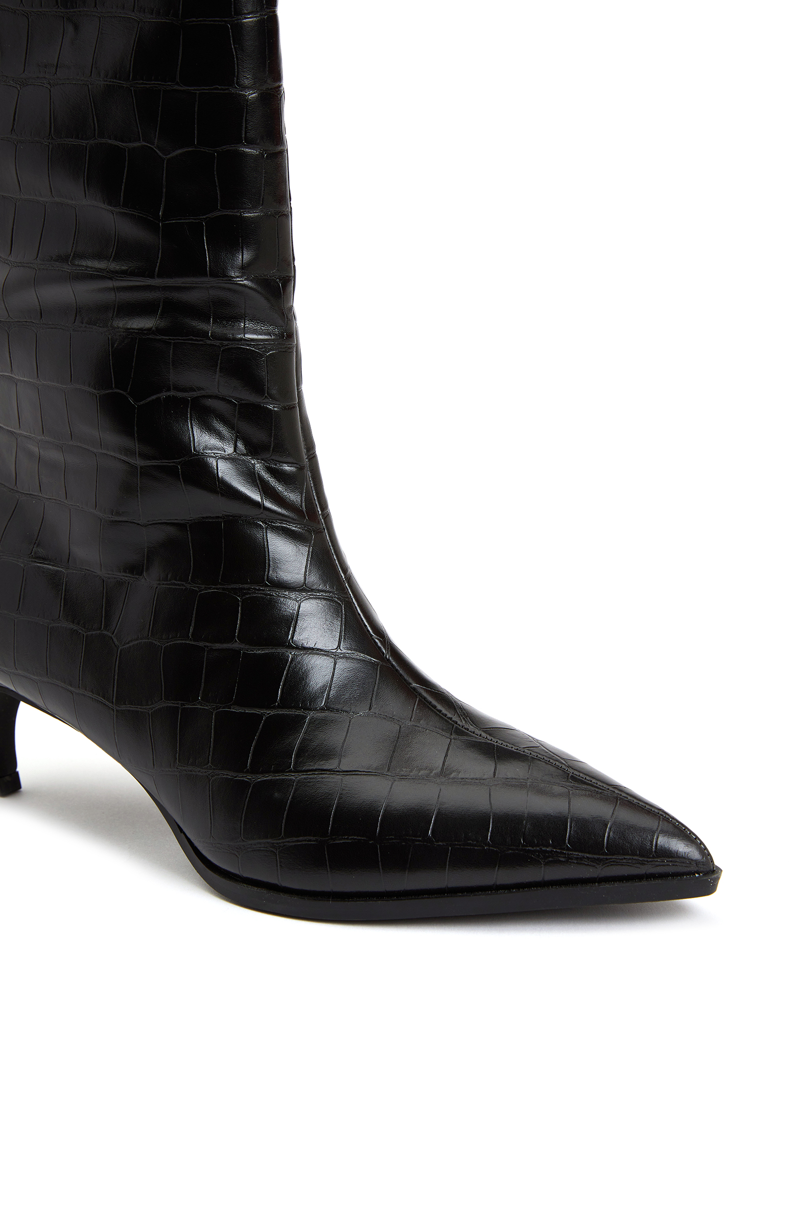 Siyah Krokodil Dokulu Kadın Çizme