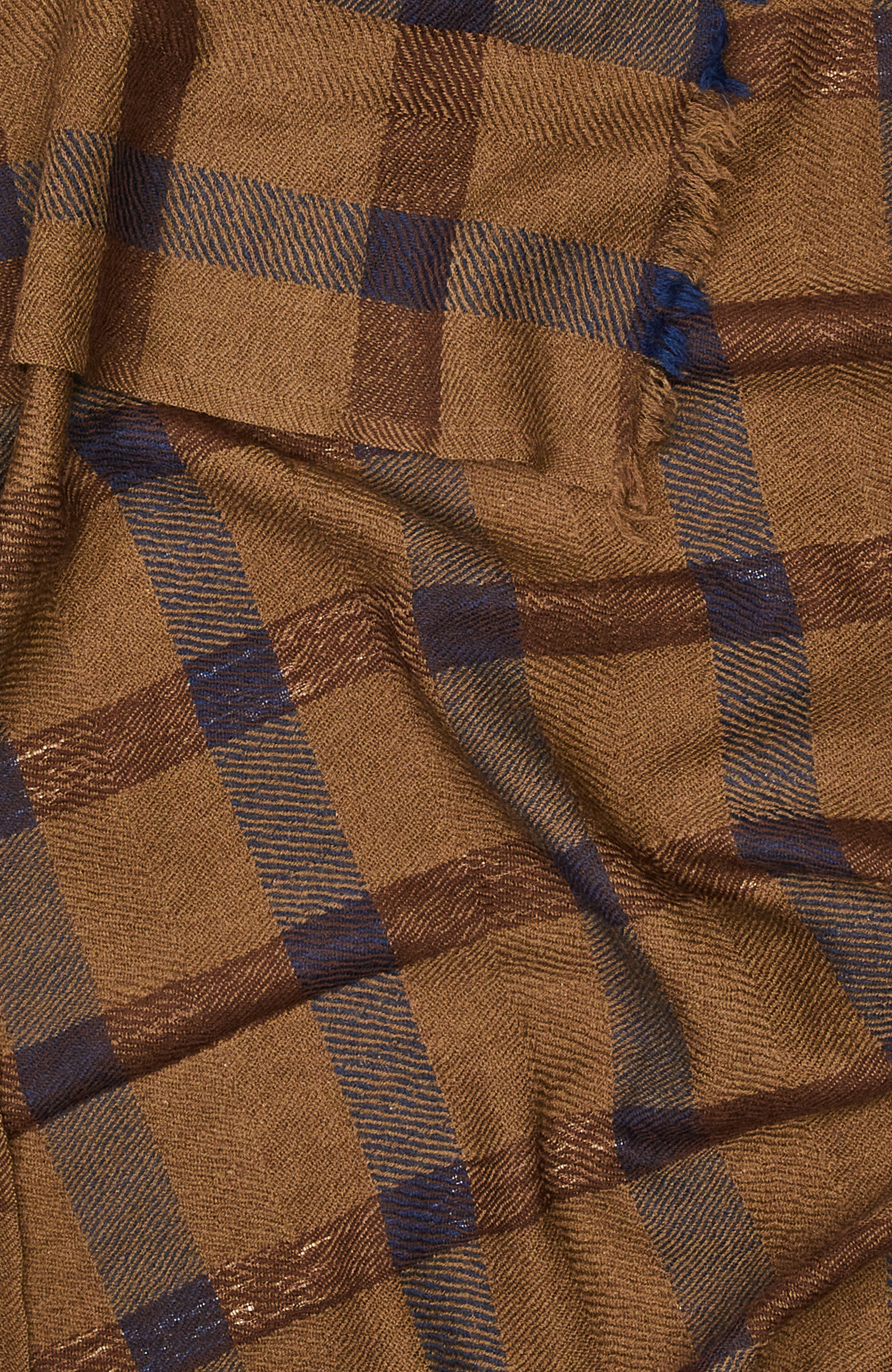 Kahverengi Ekose Desenli Erkek Yün Şal