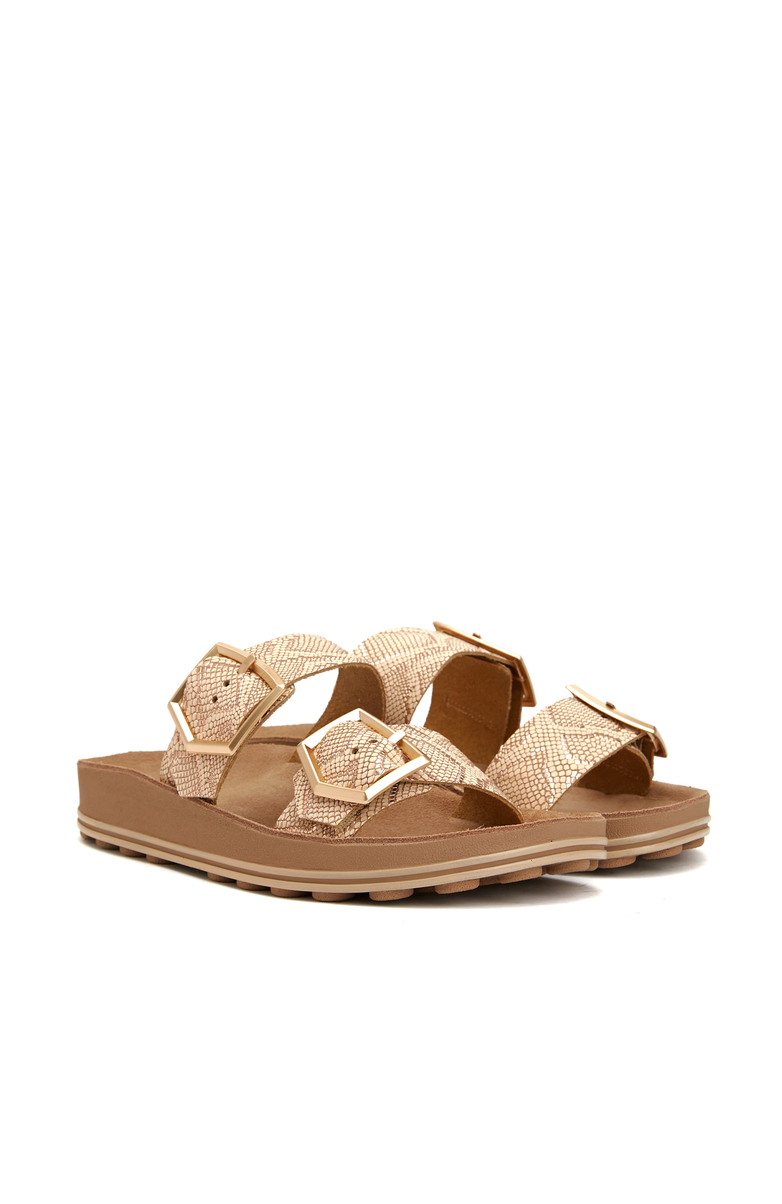 Rose Gold Hafif Platform Kadın Deri Terlik_1