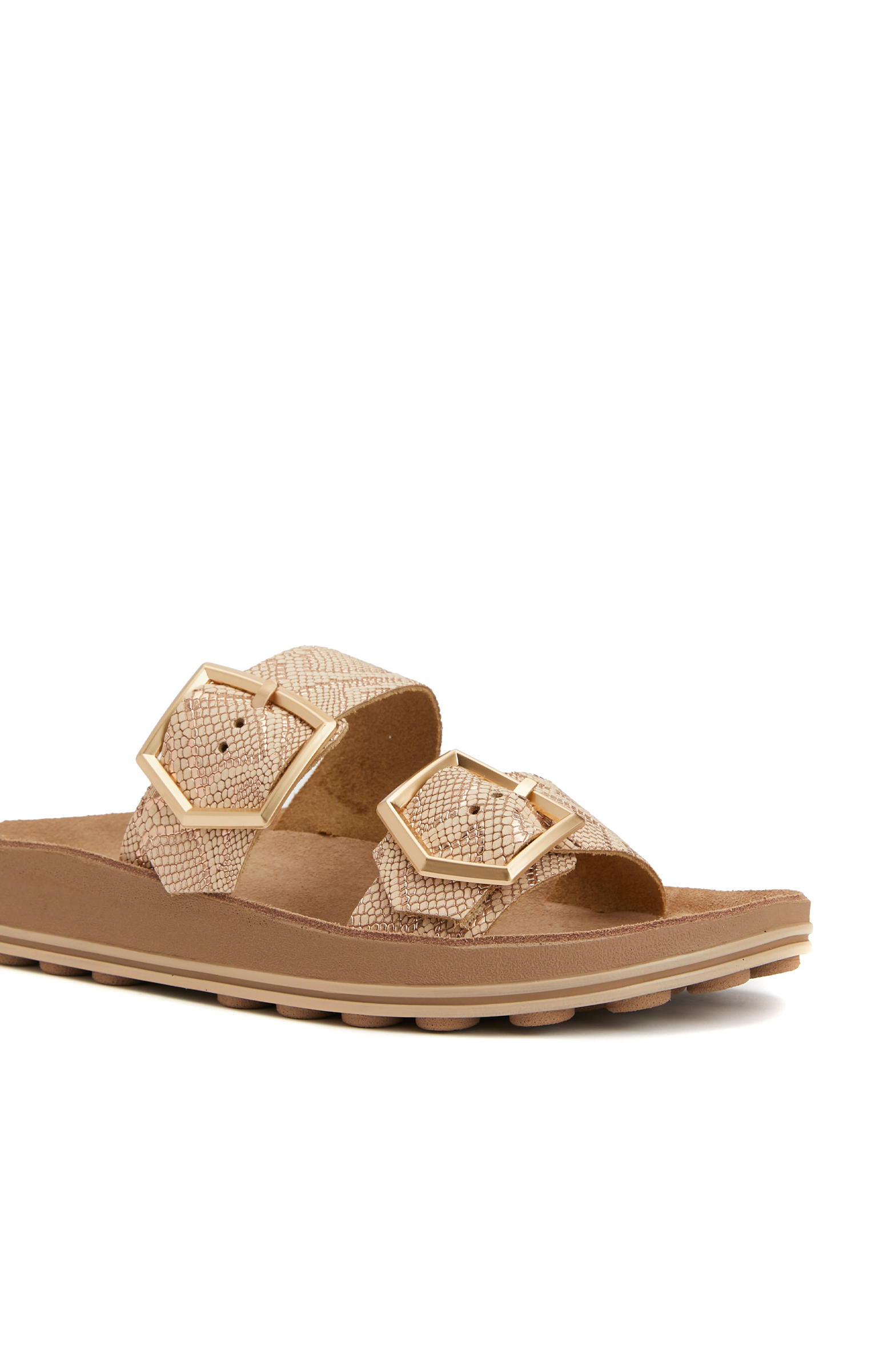 Rose Gold Hafif Platform Kadın Deri Terlik_5
