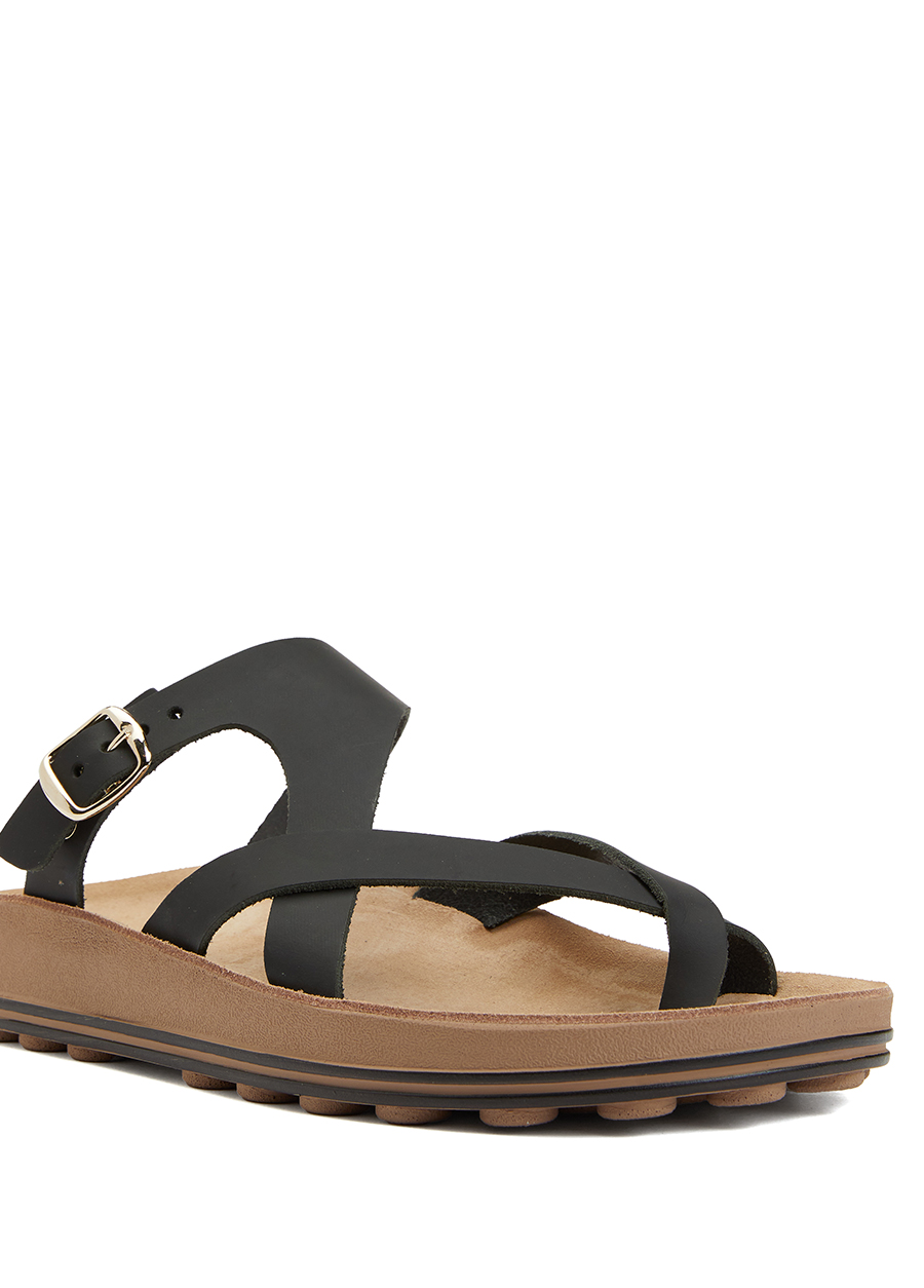 Siyah Kadın Deri Terlik