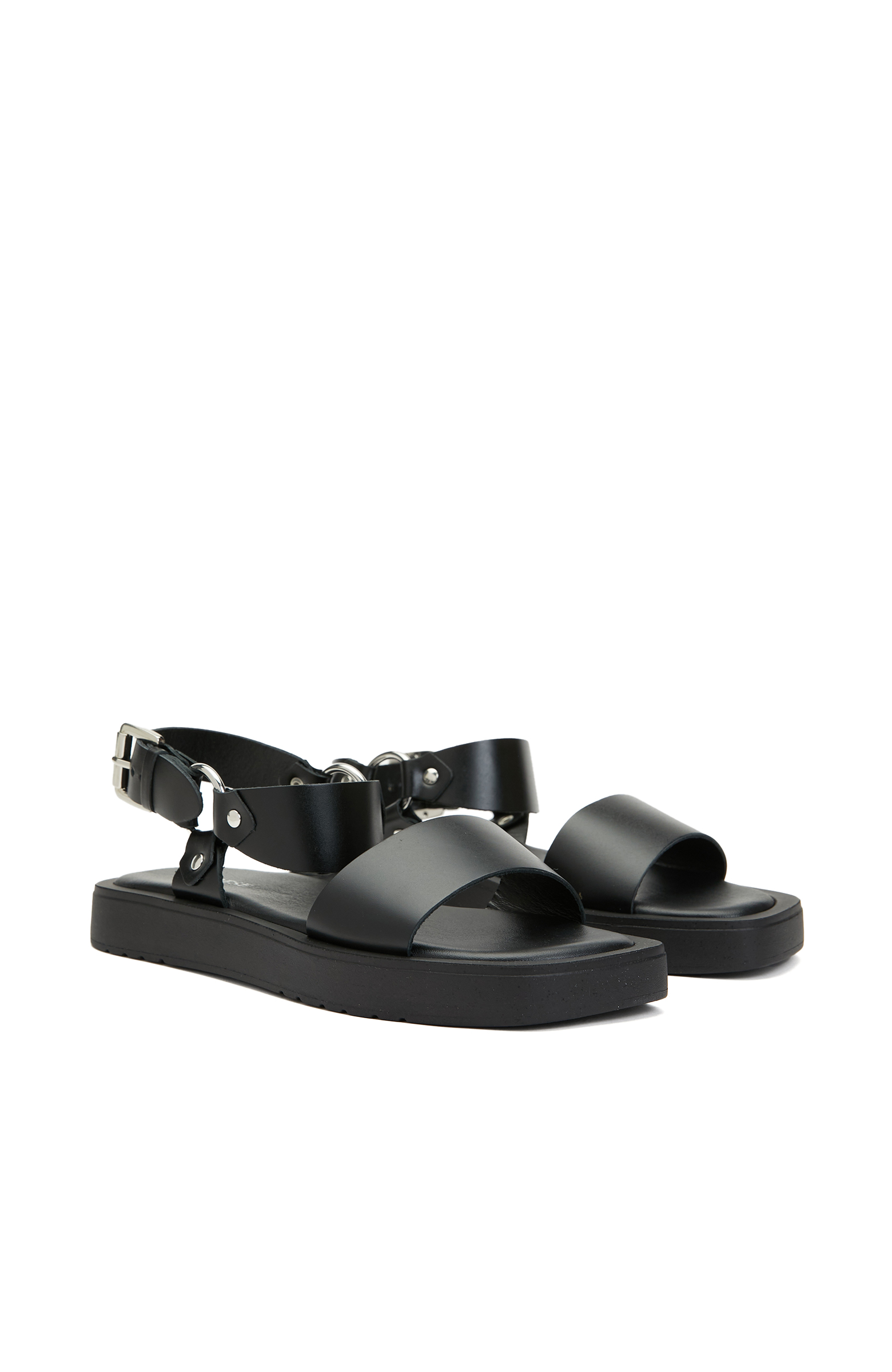 Siyah Kadın Deri Sandalet