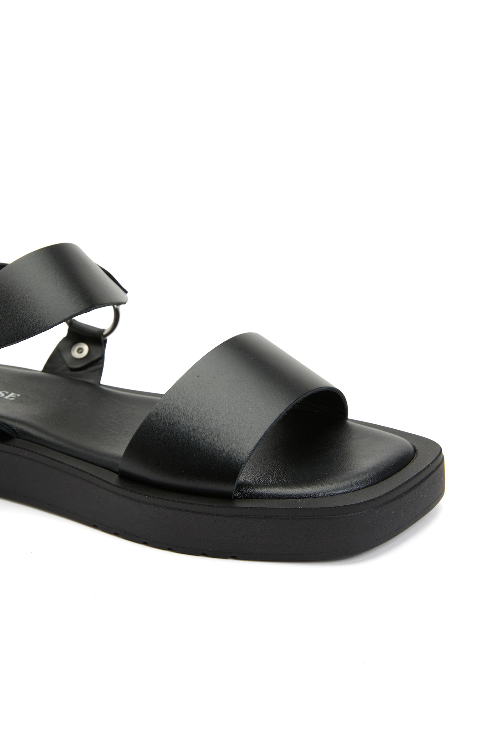 Siyah Kadın Deri Sandalet