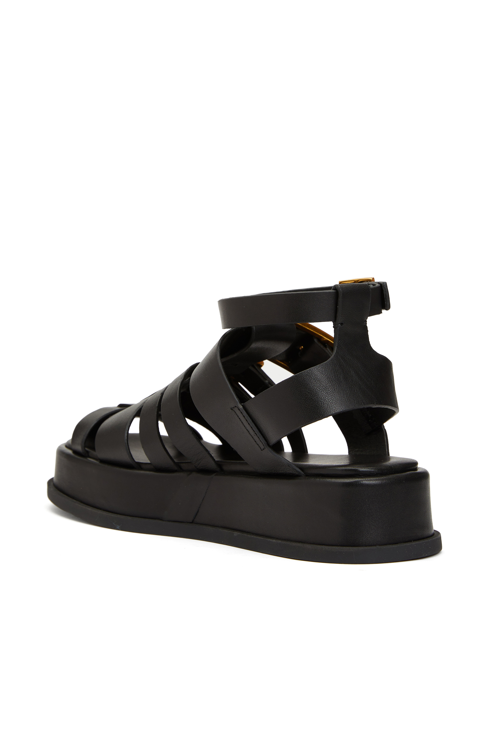 Siyah Kadın Deri Gladyatör Sandalet