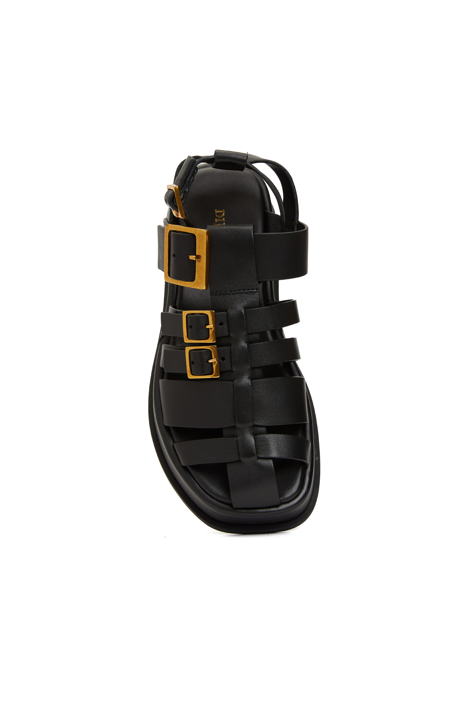 Siyah Kadın Deri Gladyatör Sandalet