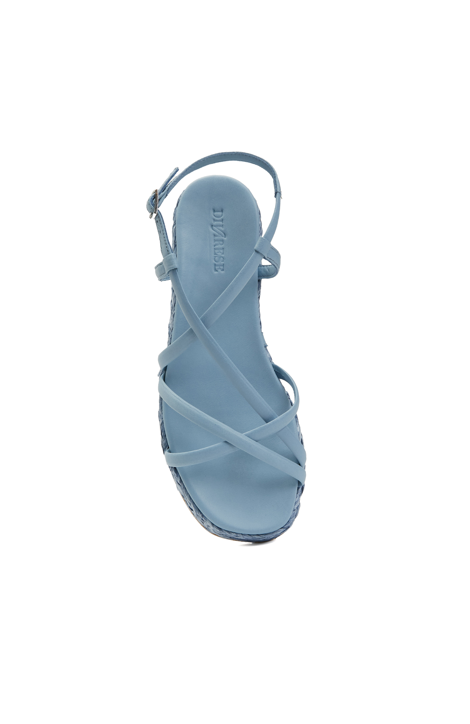 Açık Mavi Kadın Deri Sandalet