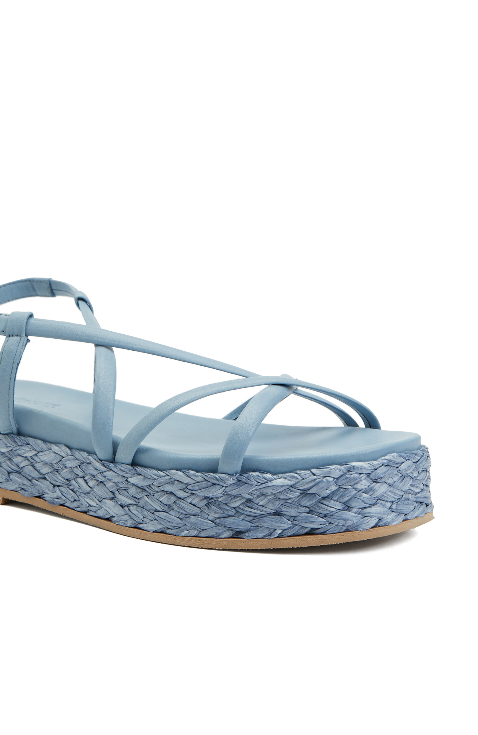 Açık Mavi Kadın Deri Sandalet