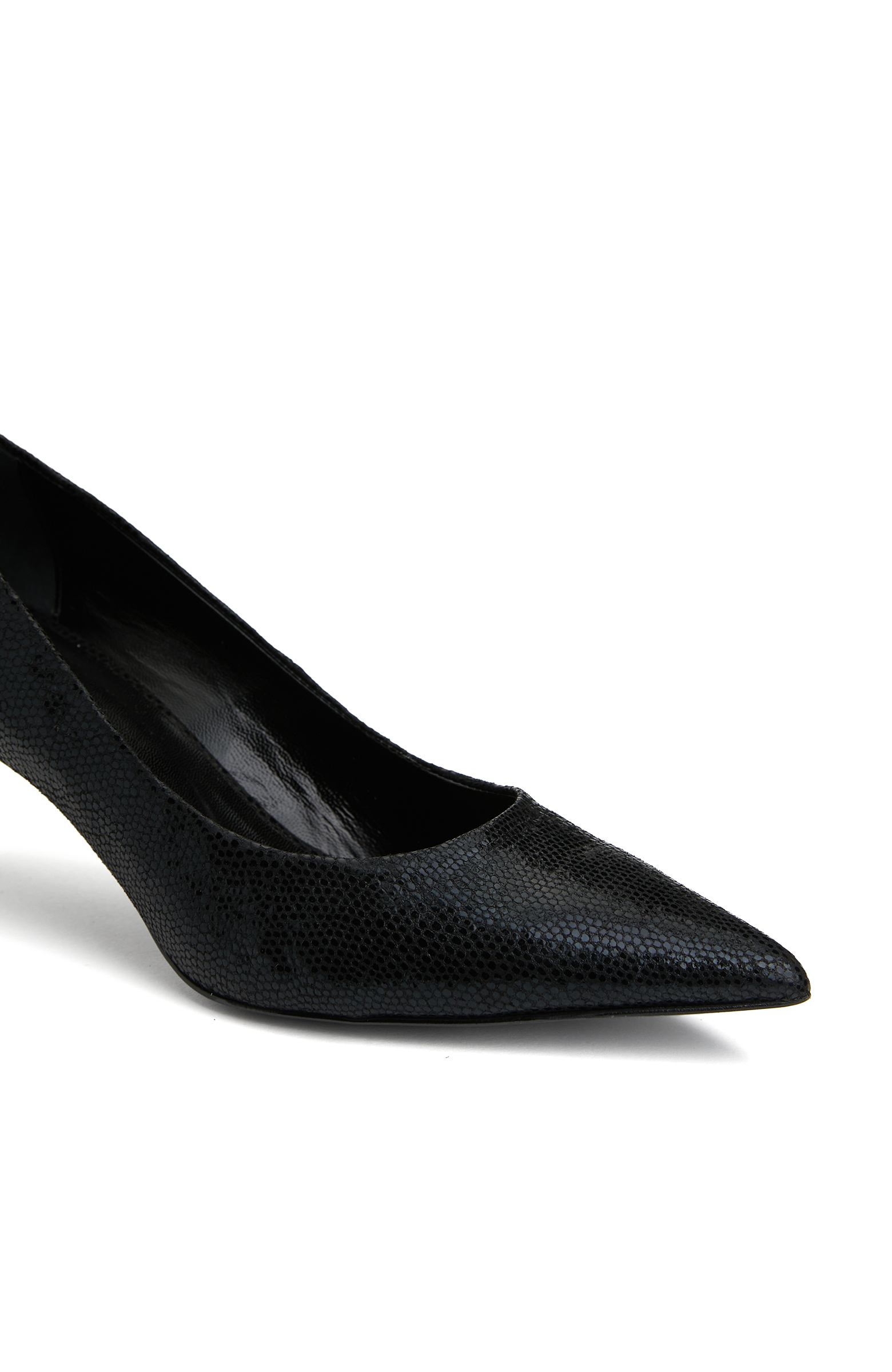 Siyah Lizard Desenli Kadın Deri Stiletto