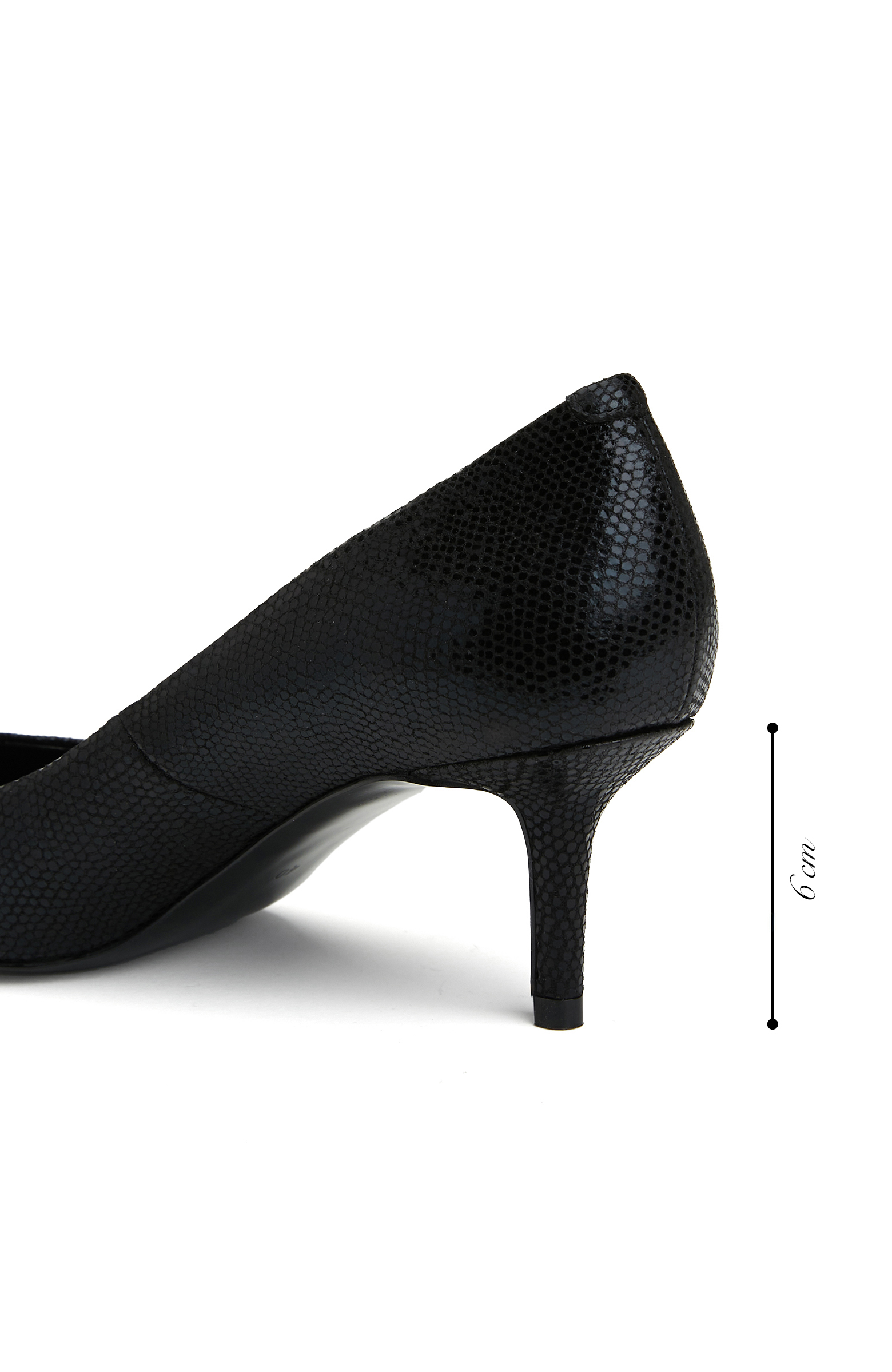 Siyah Lizard Desenli Kadın Deri Stiletto