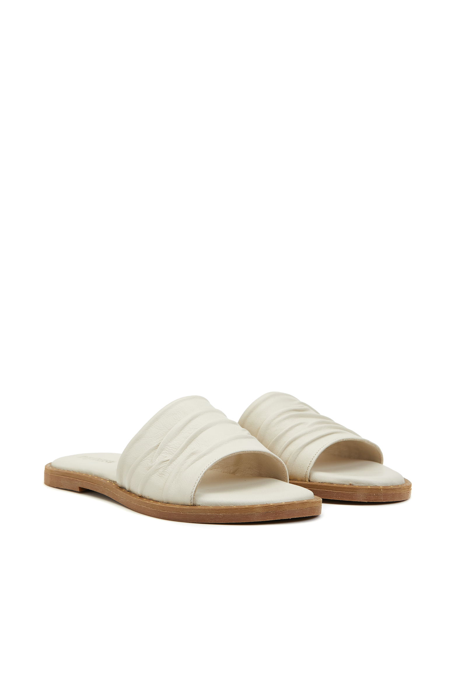 Kırık Beyaz Kadın Deri Terlik