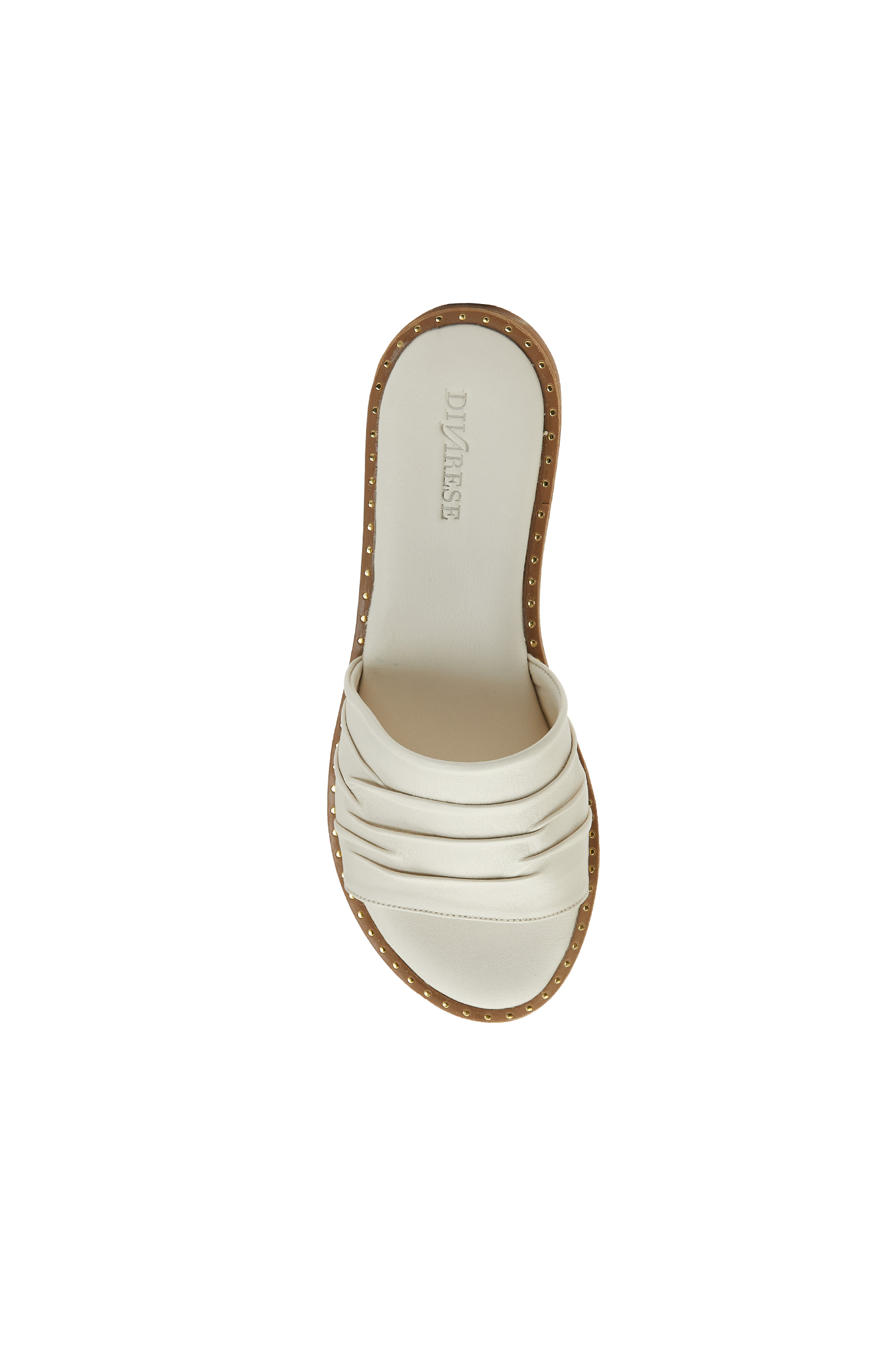 Kırık Beyaz Kadın Deri Terlik