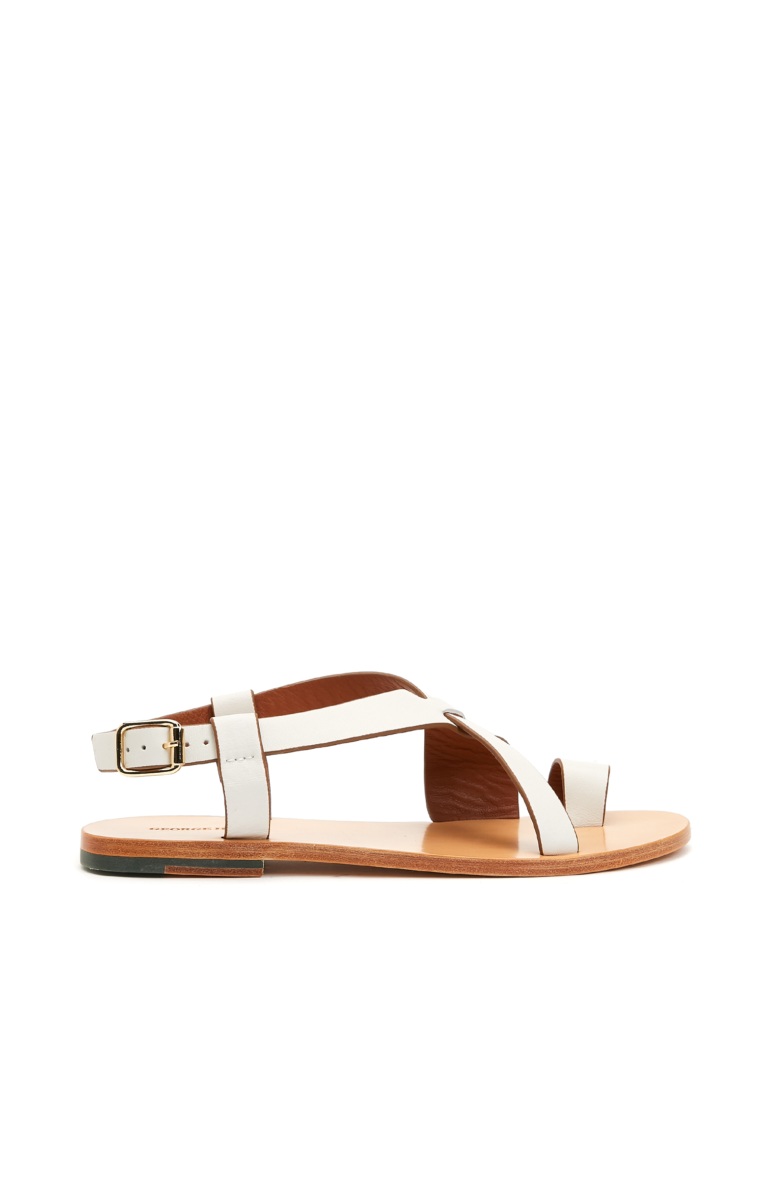 Kırık Beyaz Kadın Deri Sandalet