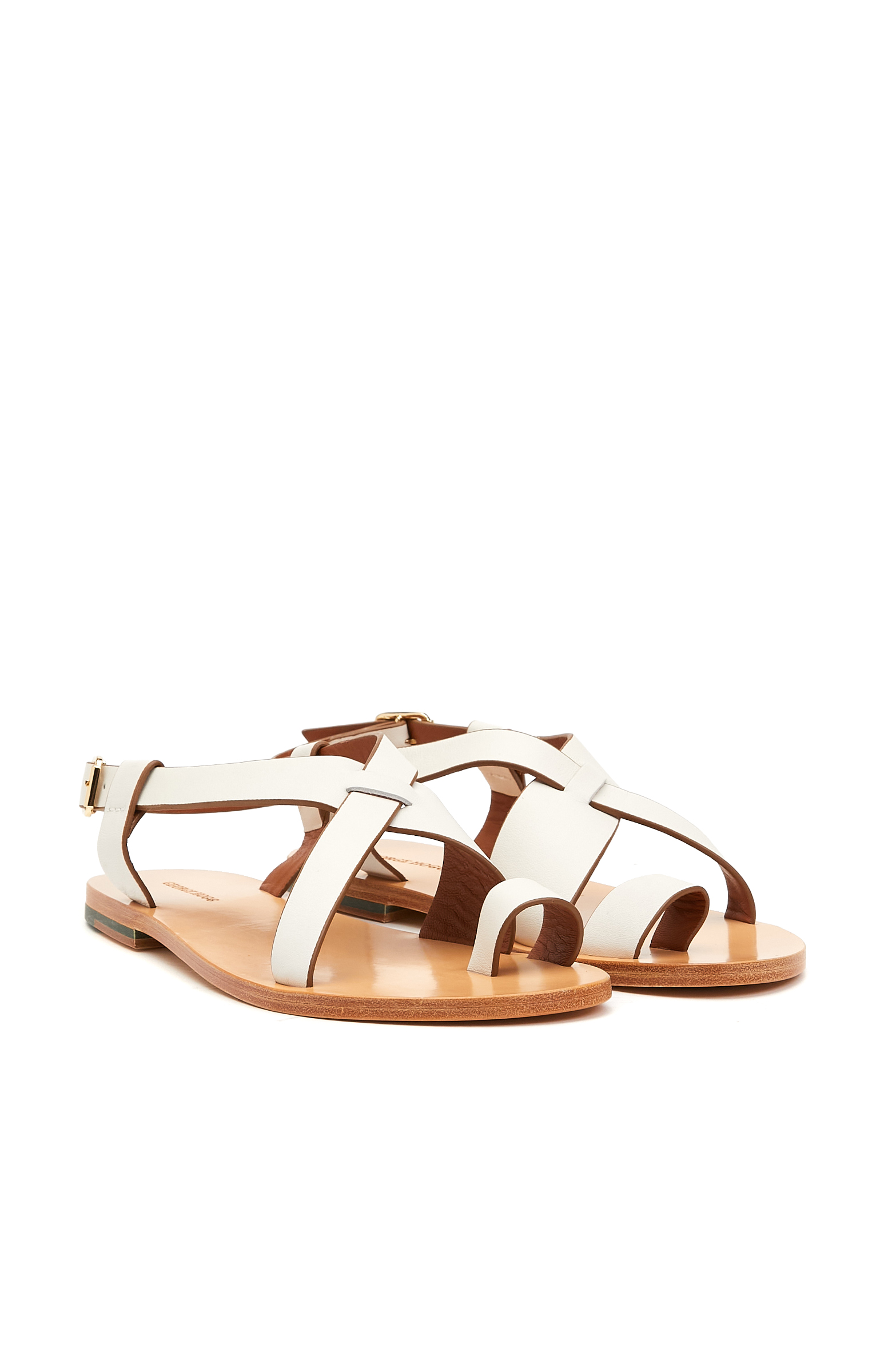 Kırık Beyaz Kadın Deri Sandalet