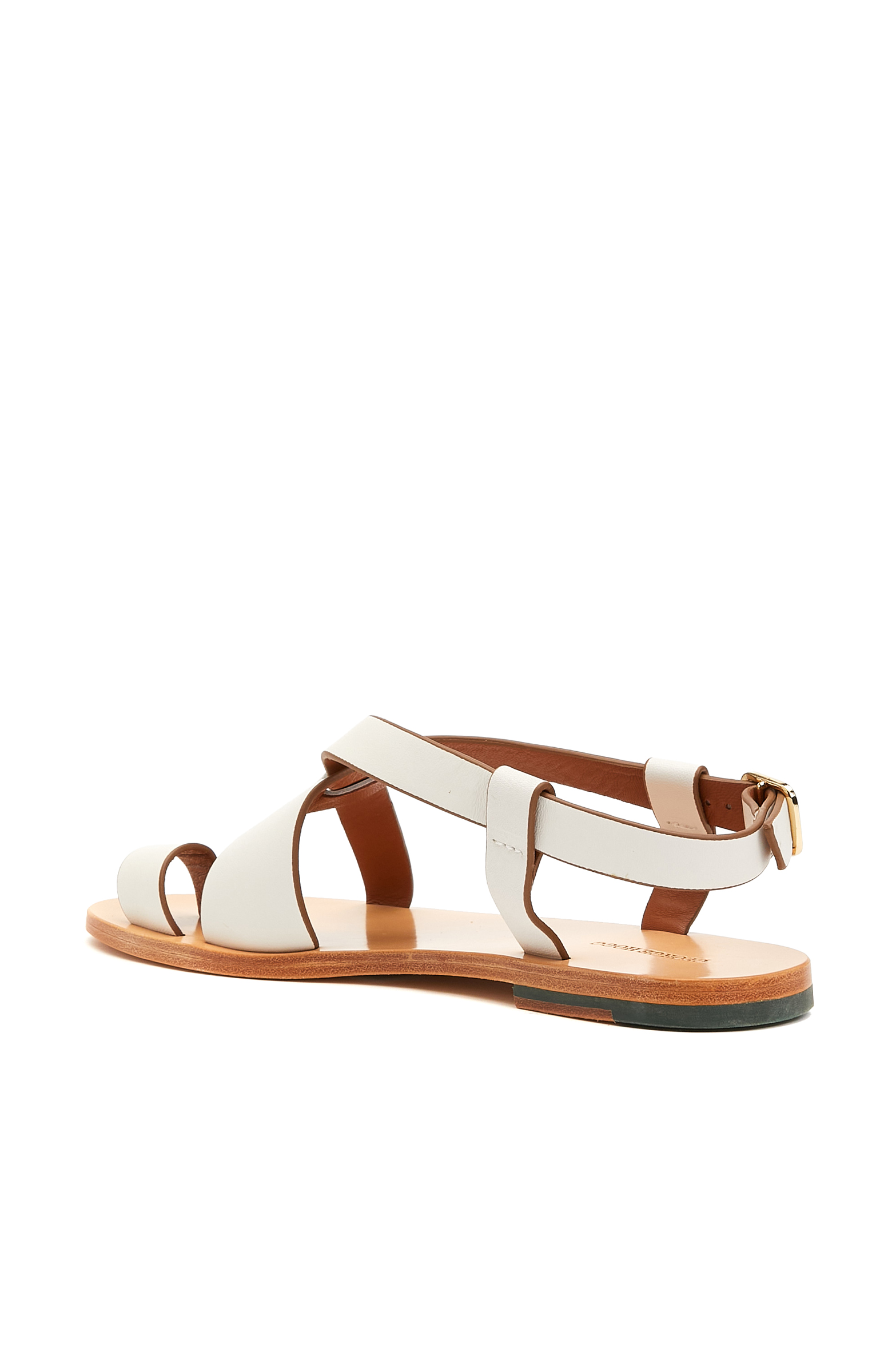 Kırık Beyaz Kadın Deri Sandalet