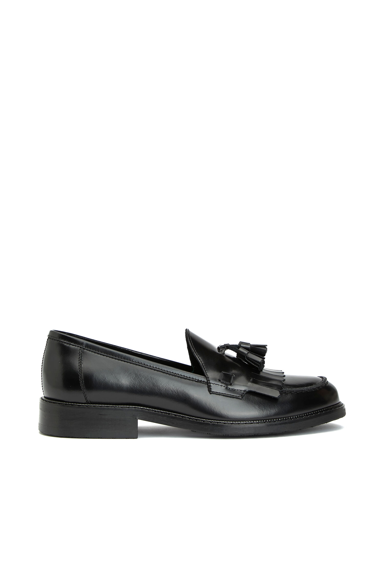 Siyah Püsküllü Kadın Deri Loafer