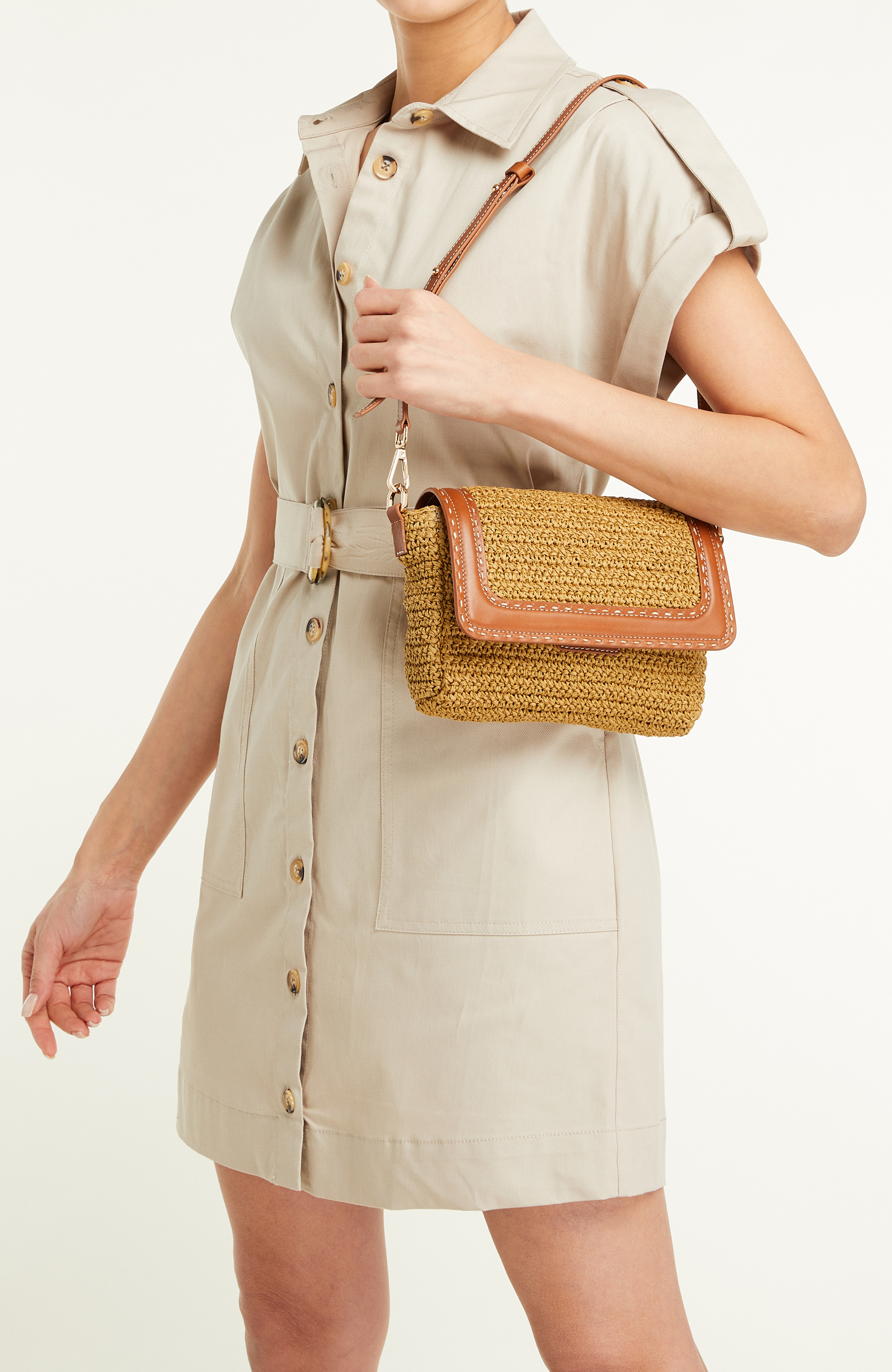 Natural Kadın Kağıt Hasır Postacı Çantası