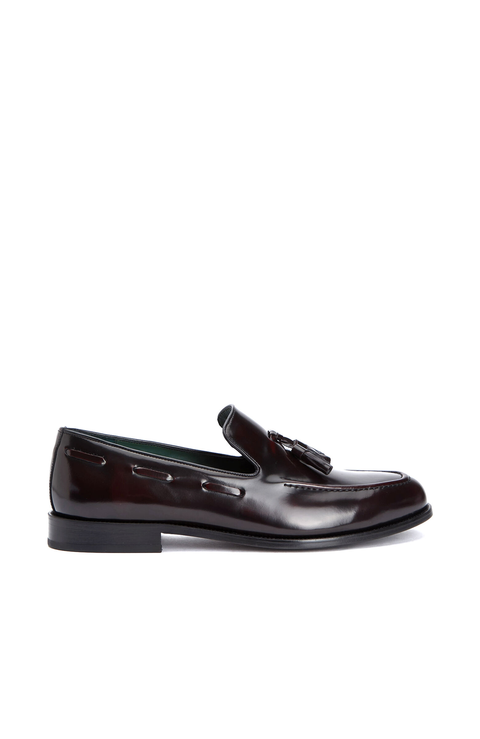 Burgundy Tasseled Men's Leather Leather Shoes