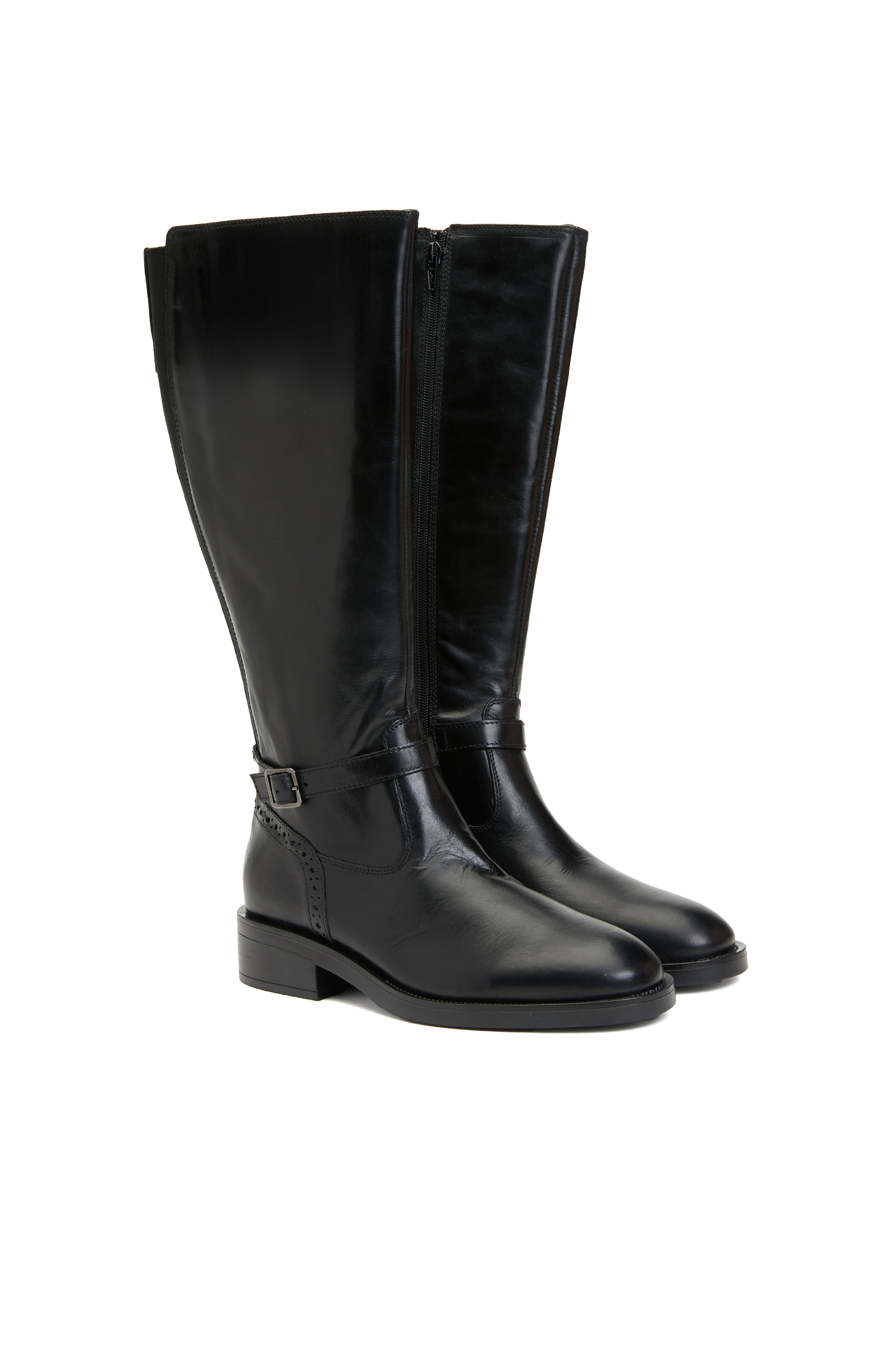 Siyah Kadın Fermuarlı Deri Çizme