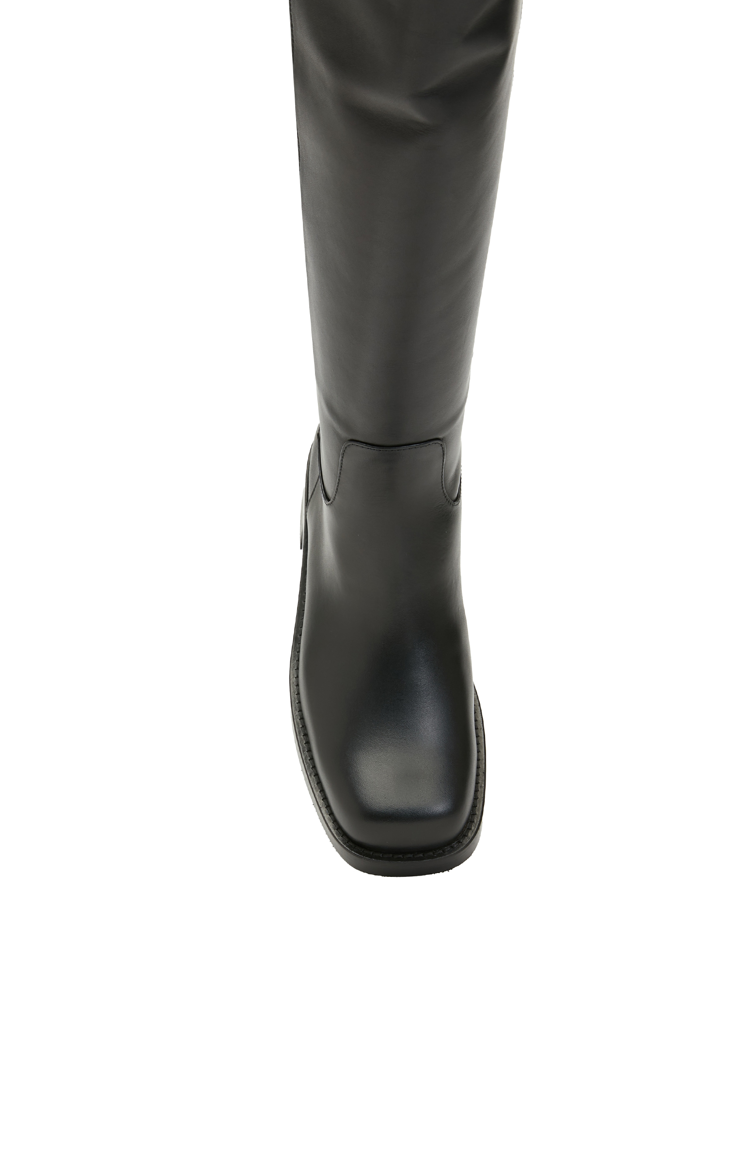 Siyah Kadın Küt Burun Deri Çizme