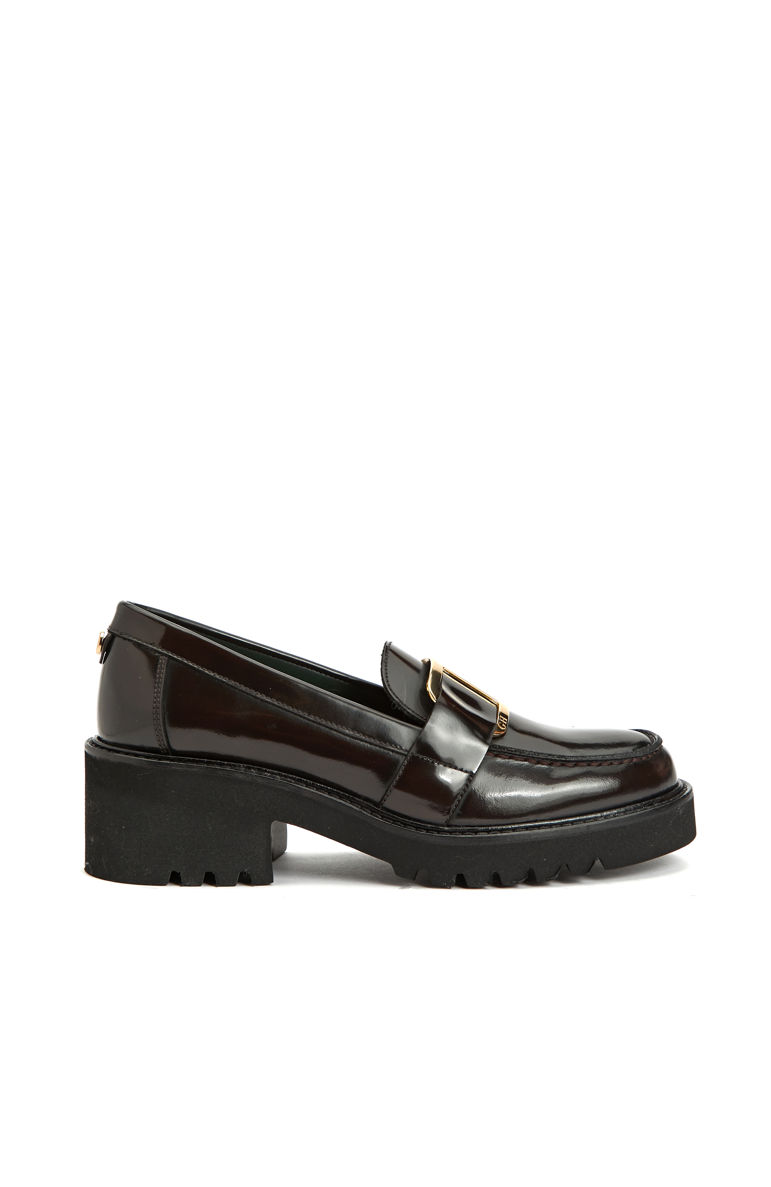 Kahverengi Tokalı Kadın Deri Topuklu Loafer