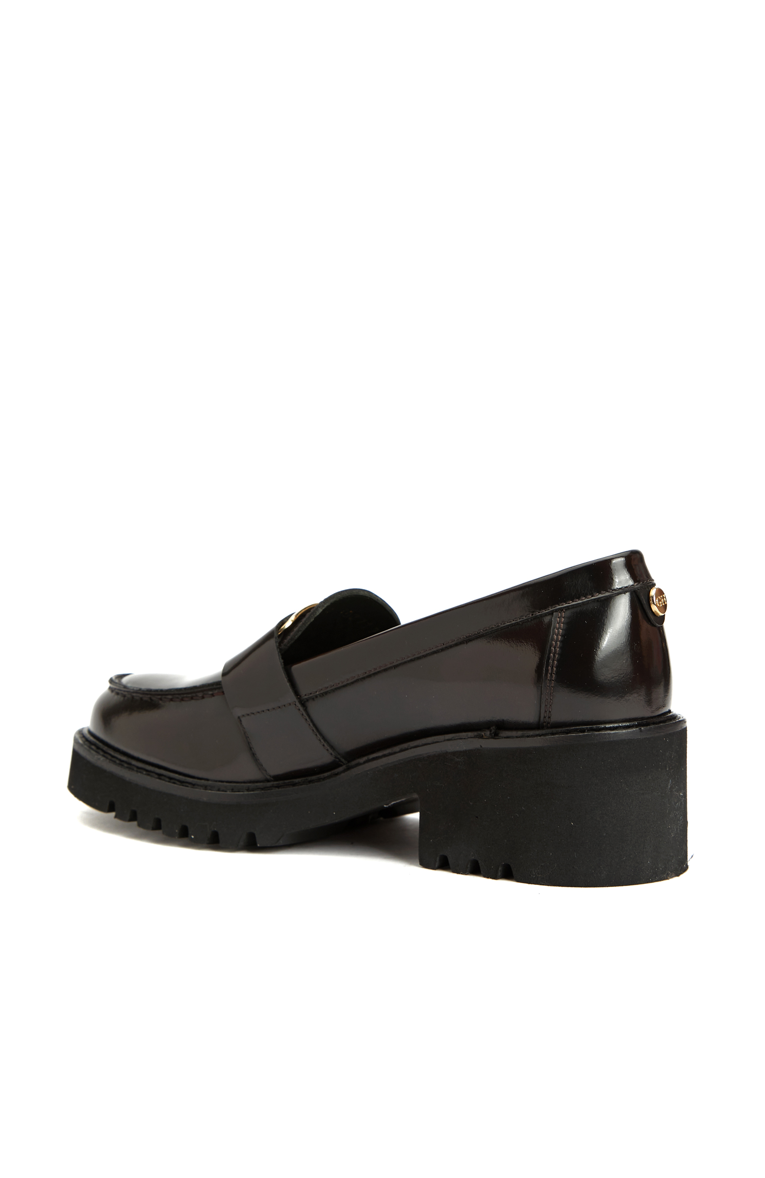 Kahverengi Tokalı Kadın Deri Topuklu Loafer