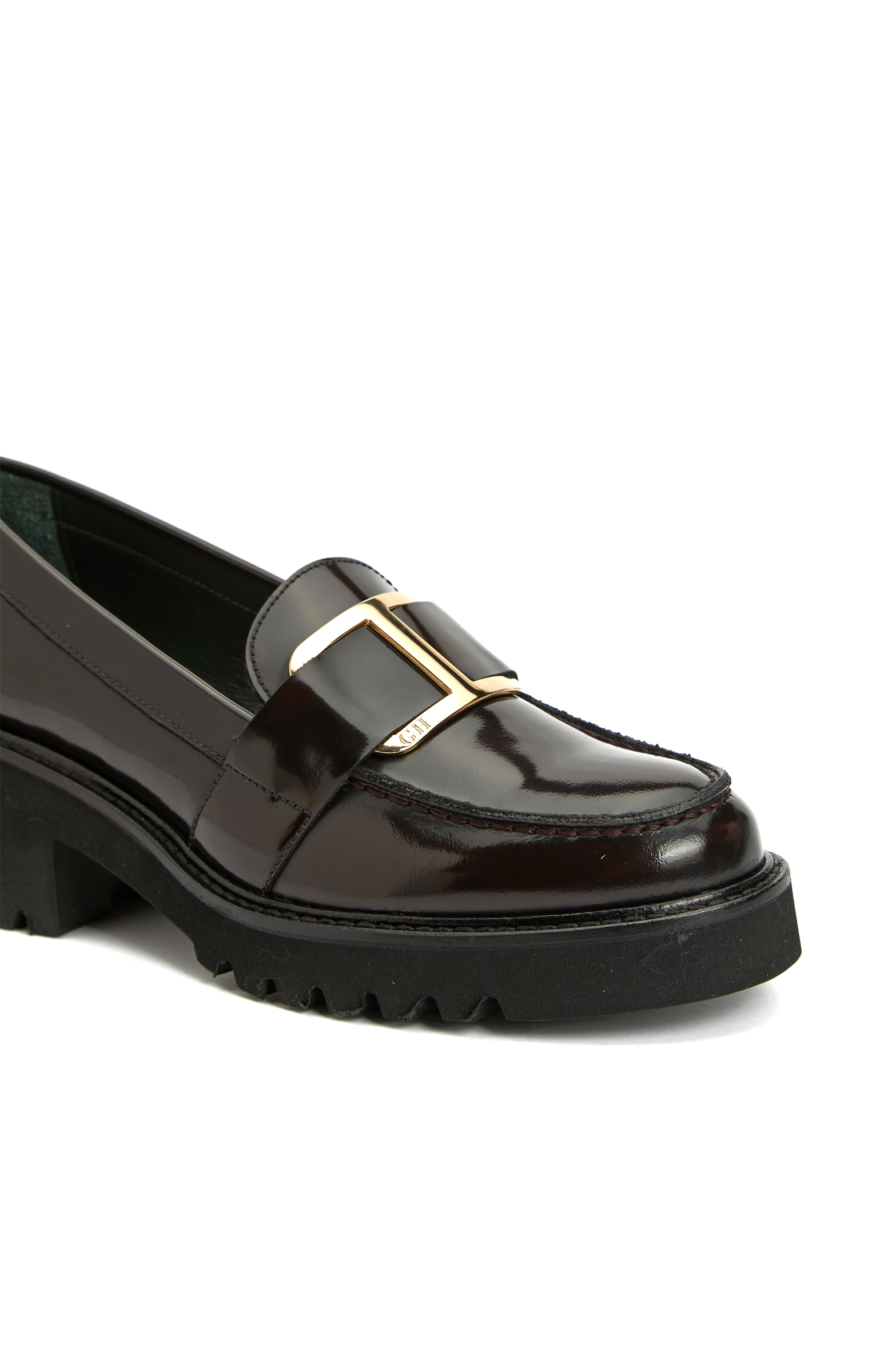 Kahverengi Tokalı Kadın Deri Topuklu Loafer