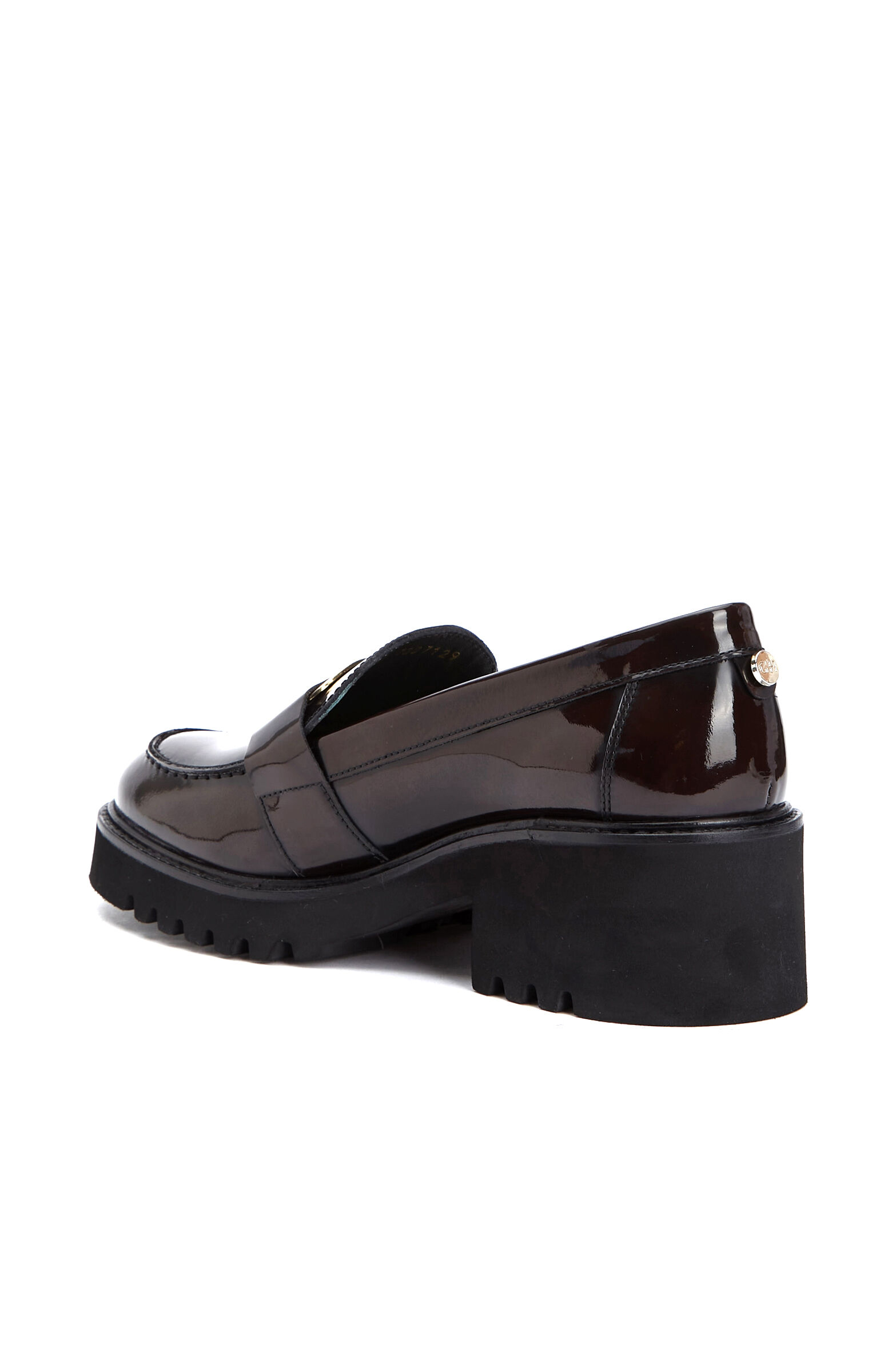 Kahverengi Tokalı Kadın Deri Topuklu Loafer