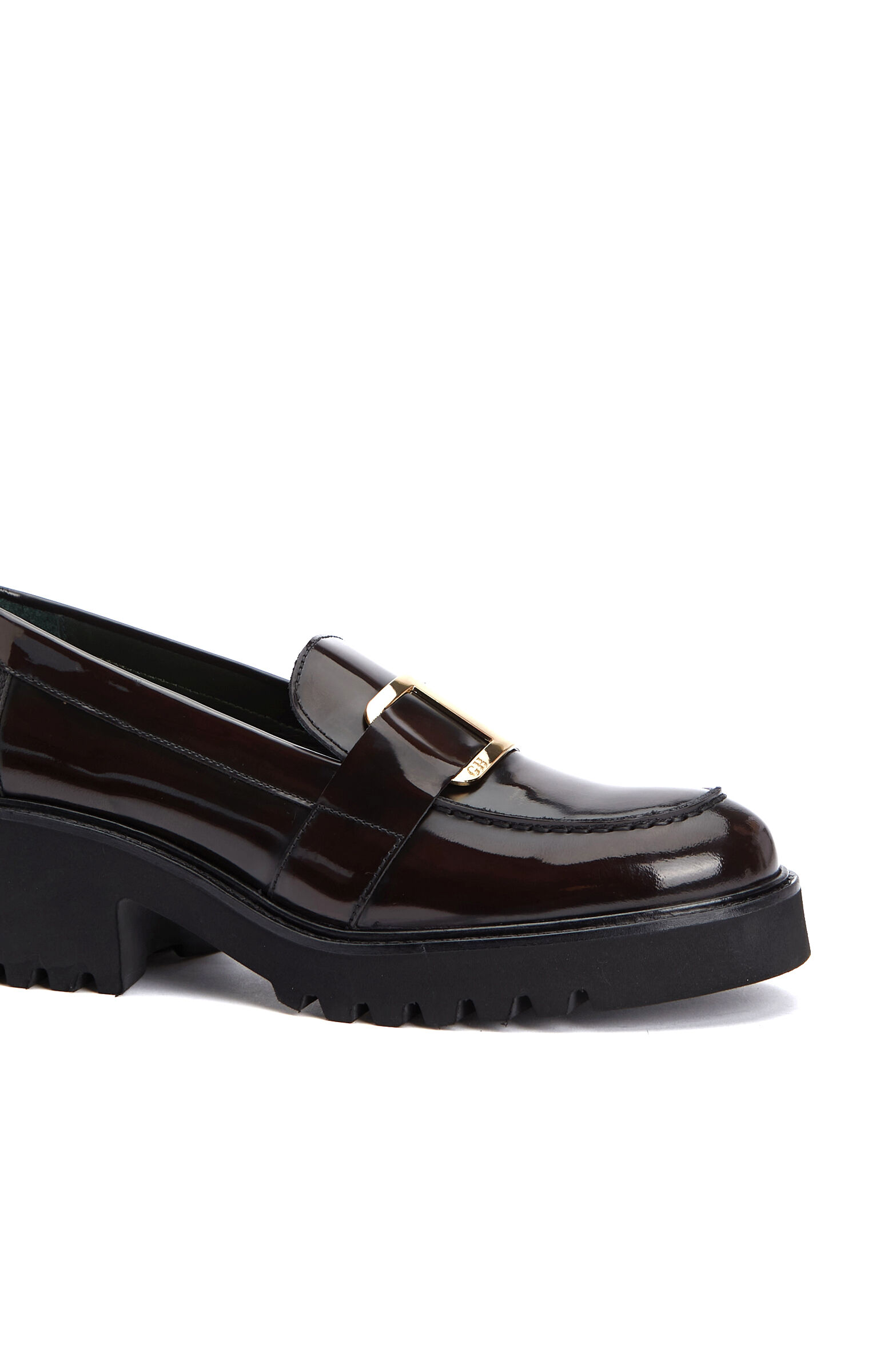 Kahverengi Tokalı Kadın Deri Topuklu Loafer