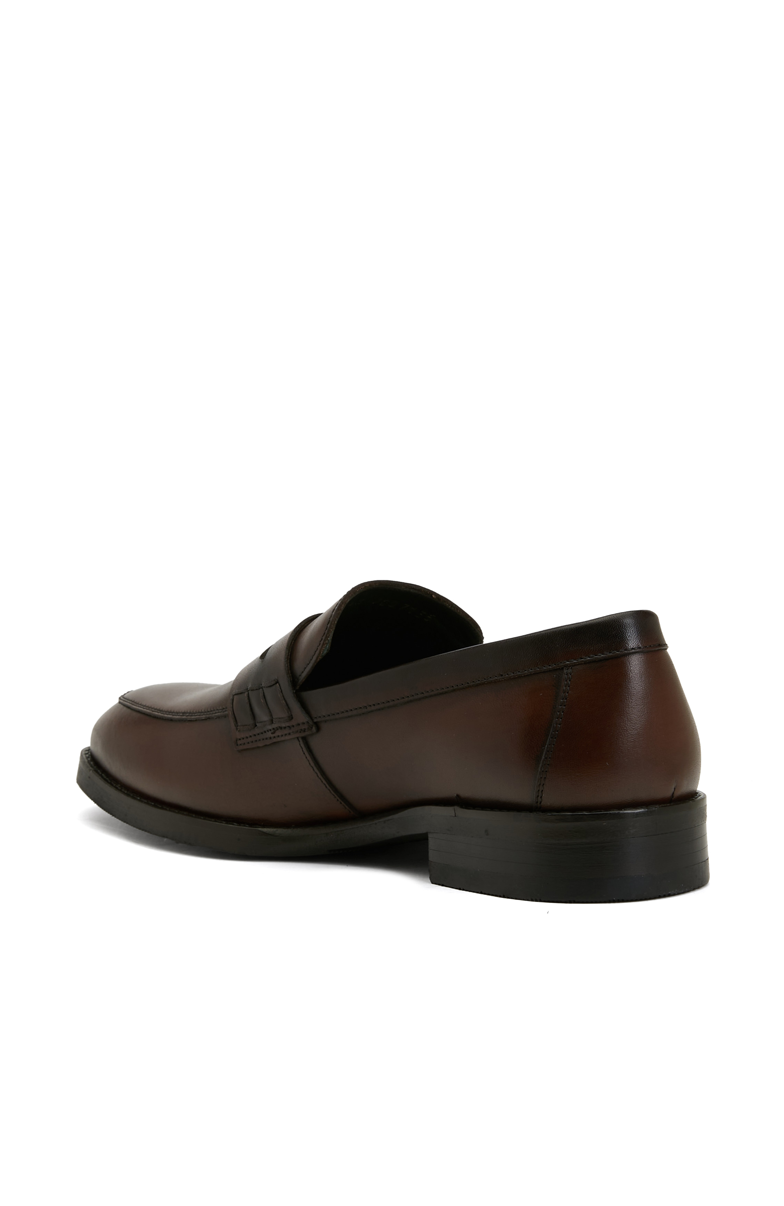 Kahverengi Yuvarlak Burun Erkek Deri Loafer