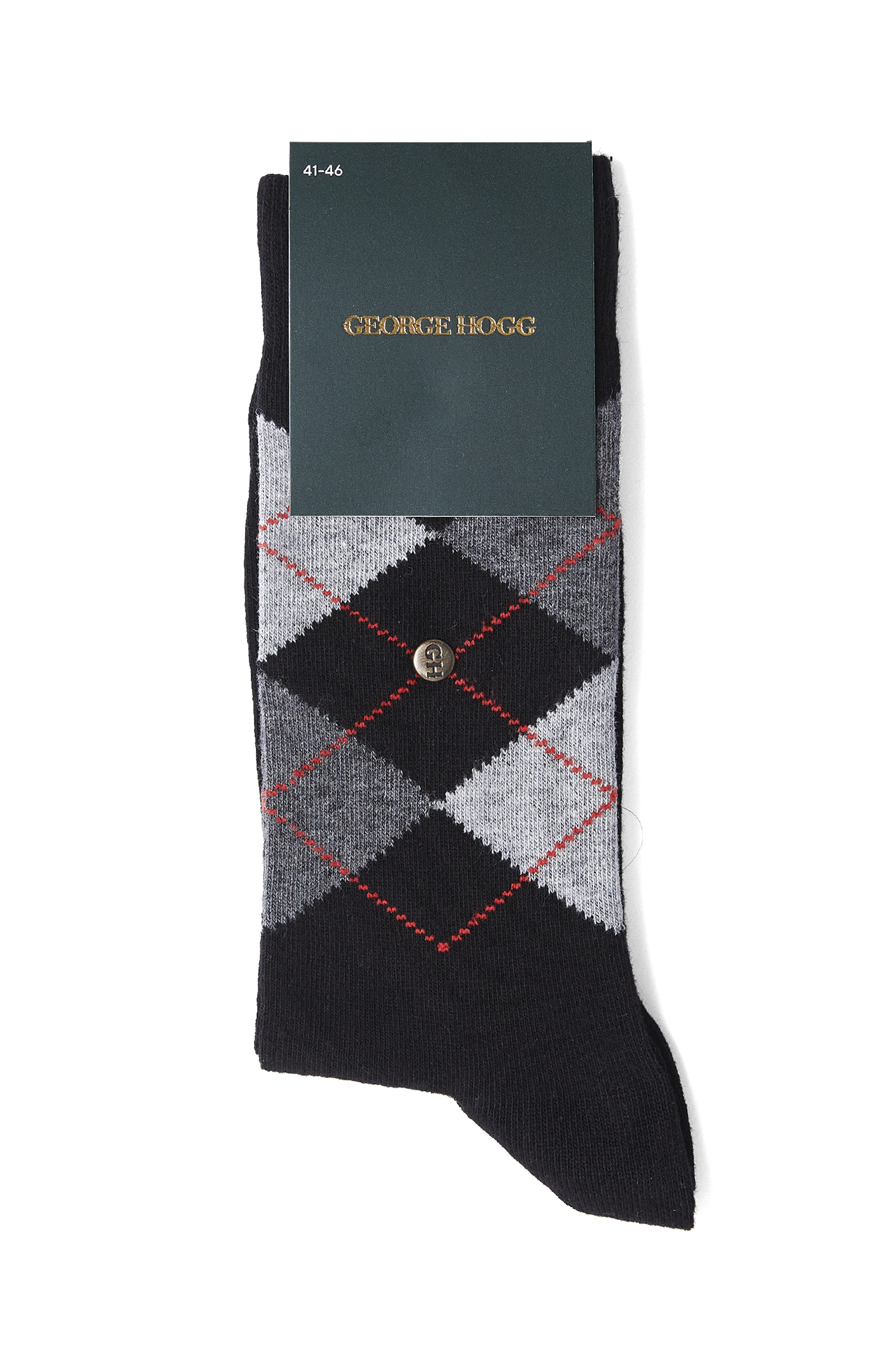 Siyah Ekose Desenli Erkek Soket Çorap