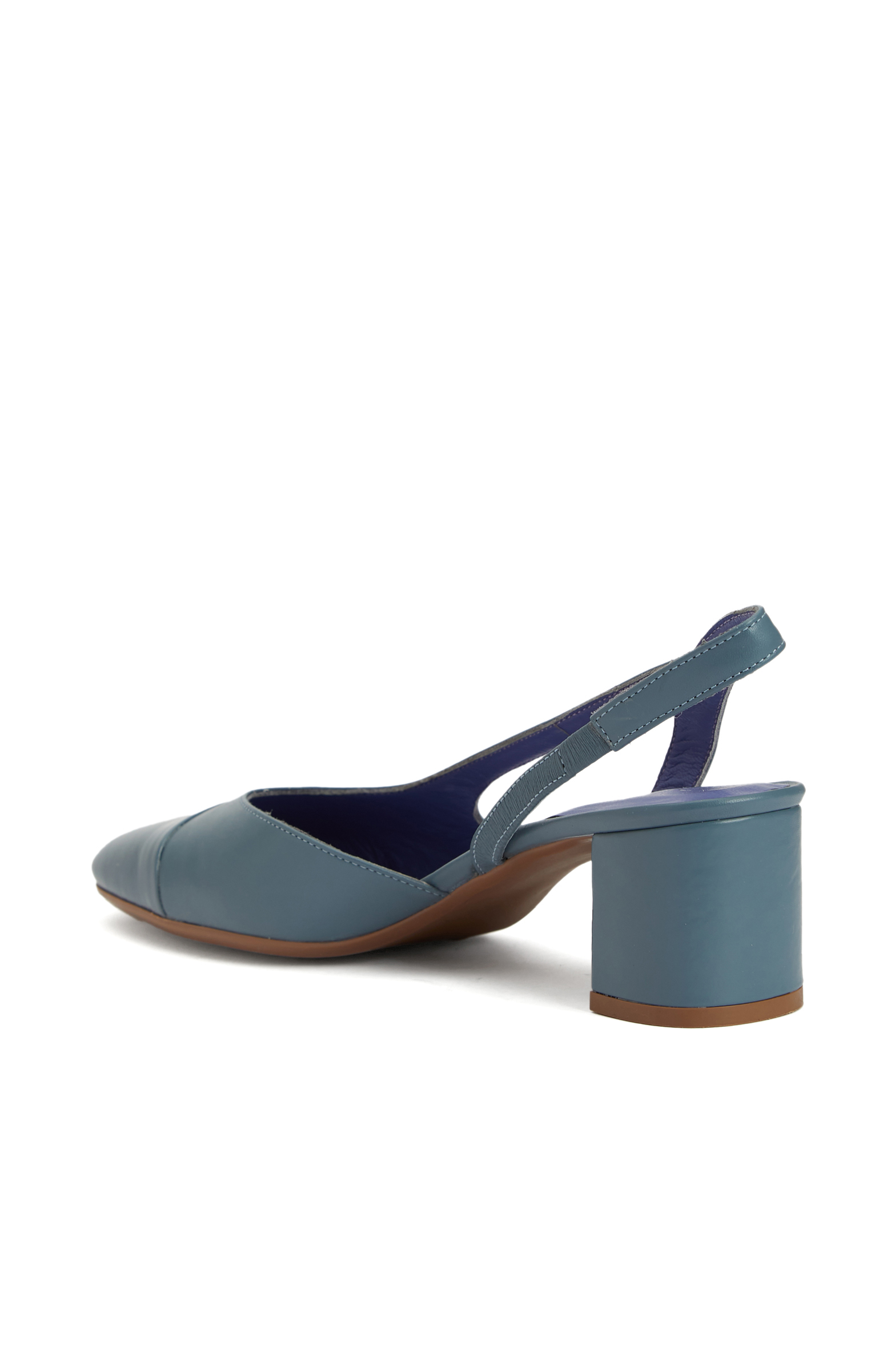 Mavi Deri Topuklu Ayakkabı