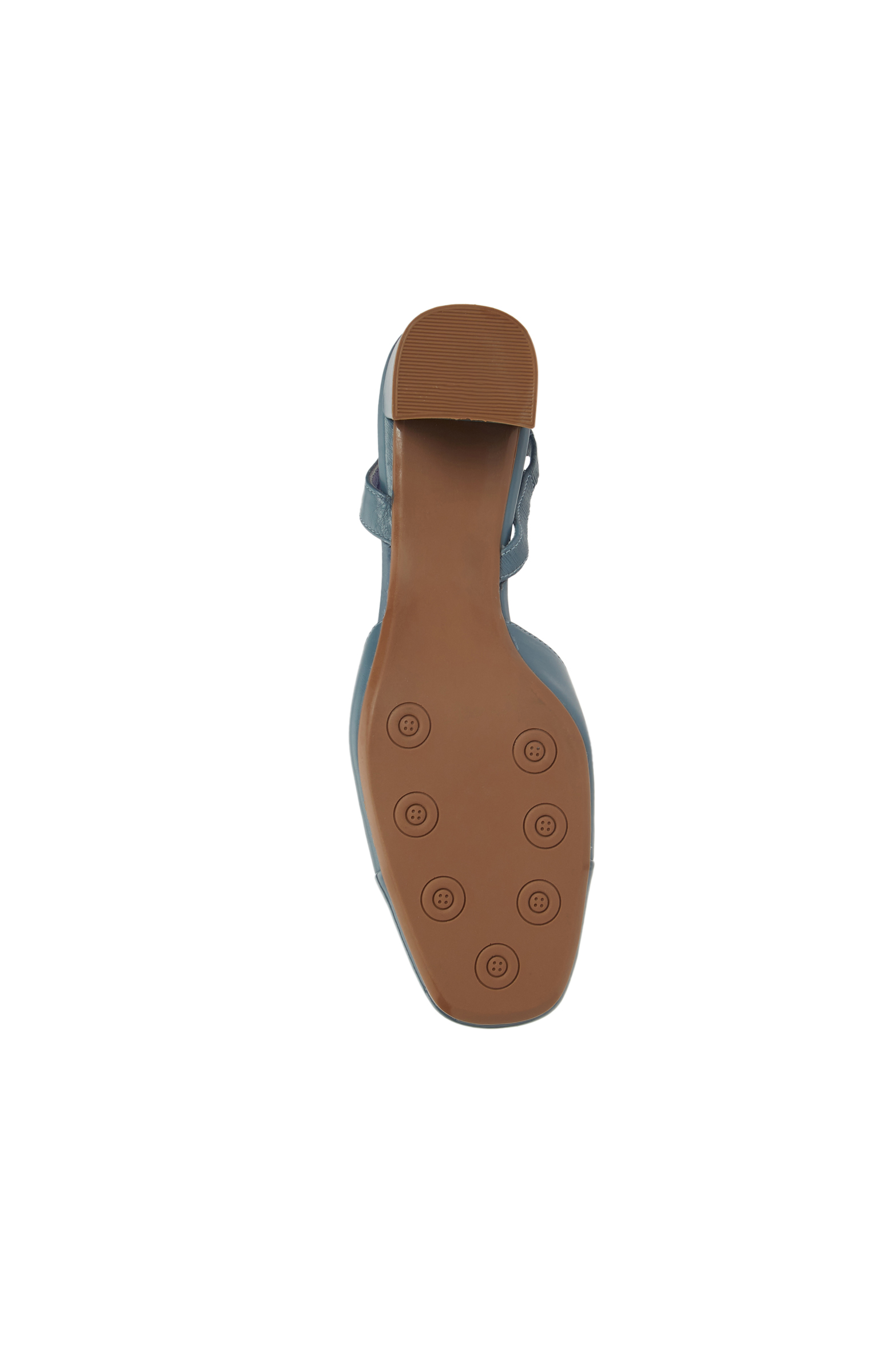 Mavi Deri Topuklu Ayakkabı