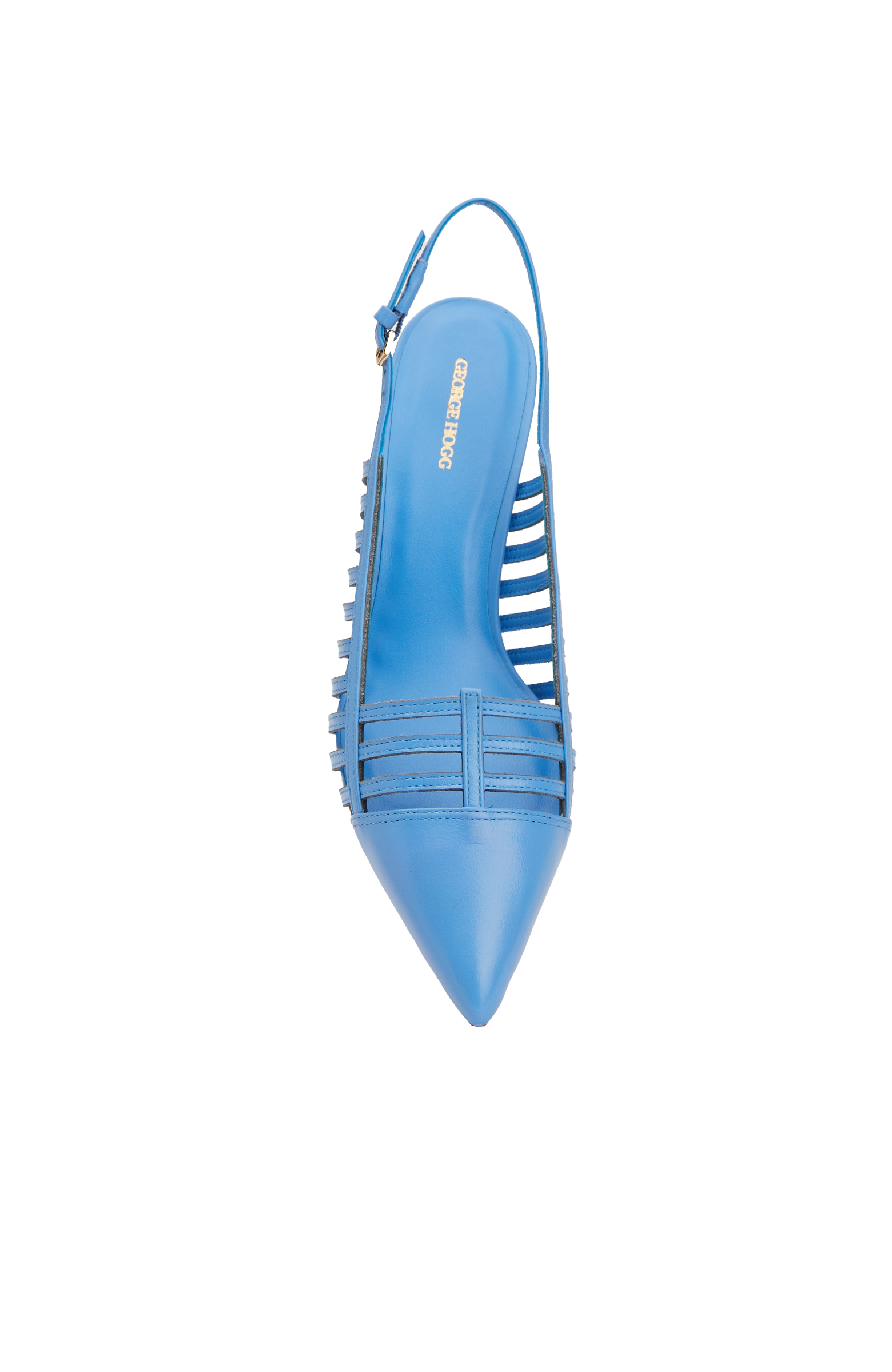 Mavi Deri Topuklu Ayakkabı