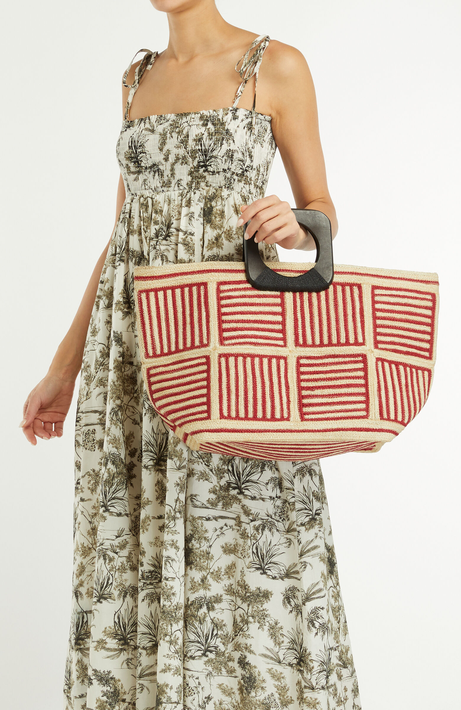 Kırmızı Kadın Hasır Çanta