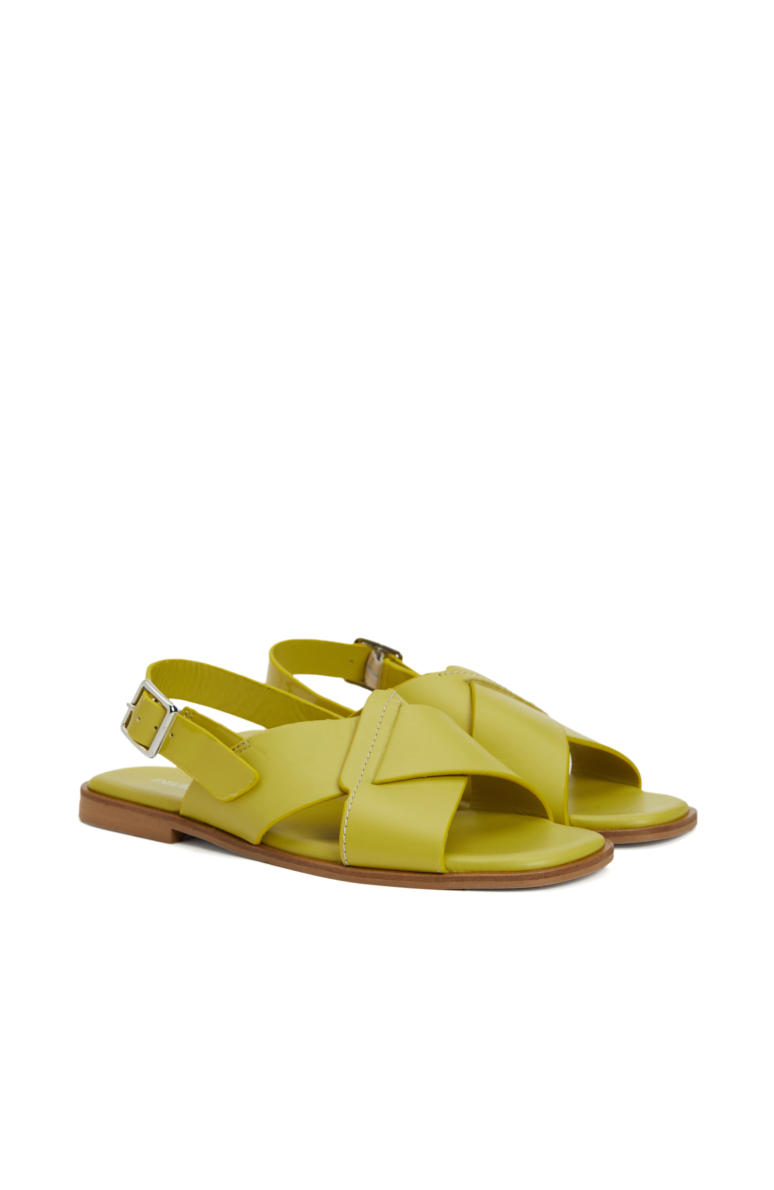 Sarı Kadın Deri Sandalet